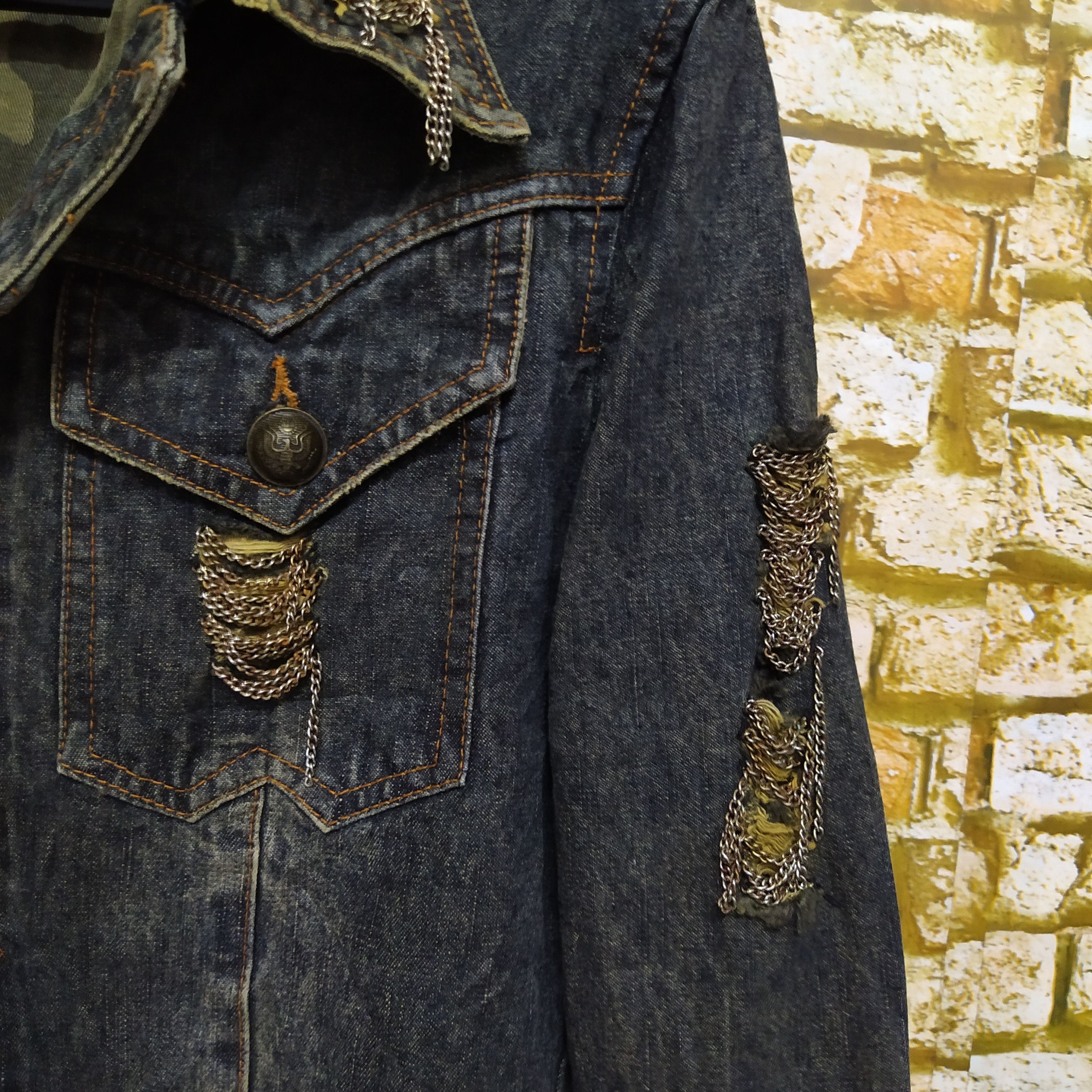 In The Attic IN THE ATTIC DISTRESSED DENIM JACKET PUNK (D364) Size US L / EU 52-54 / 3 - 2 Thumbnail