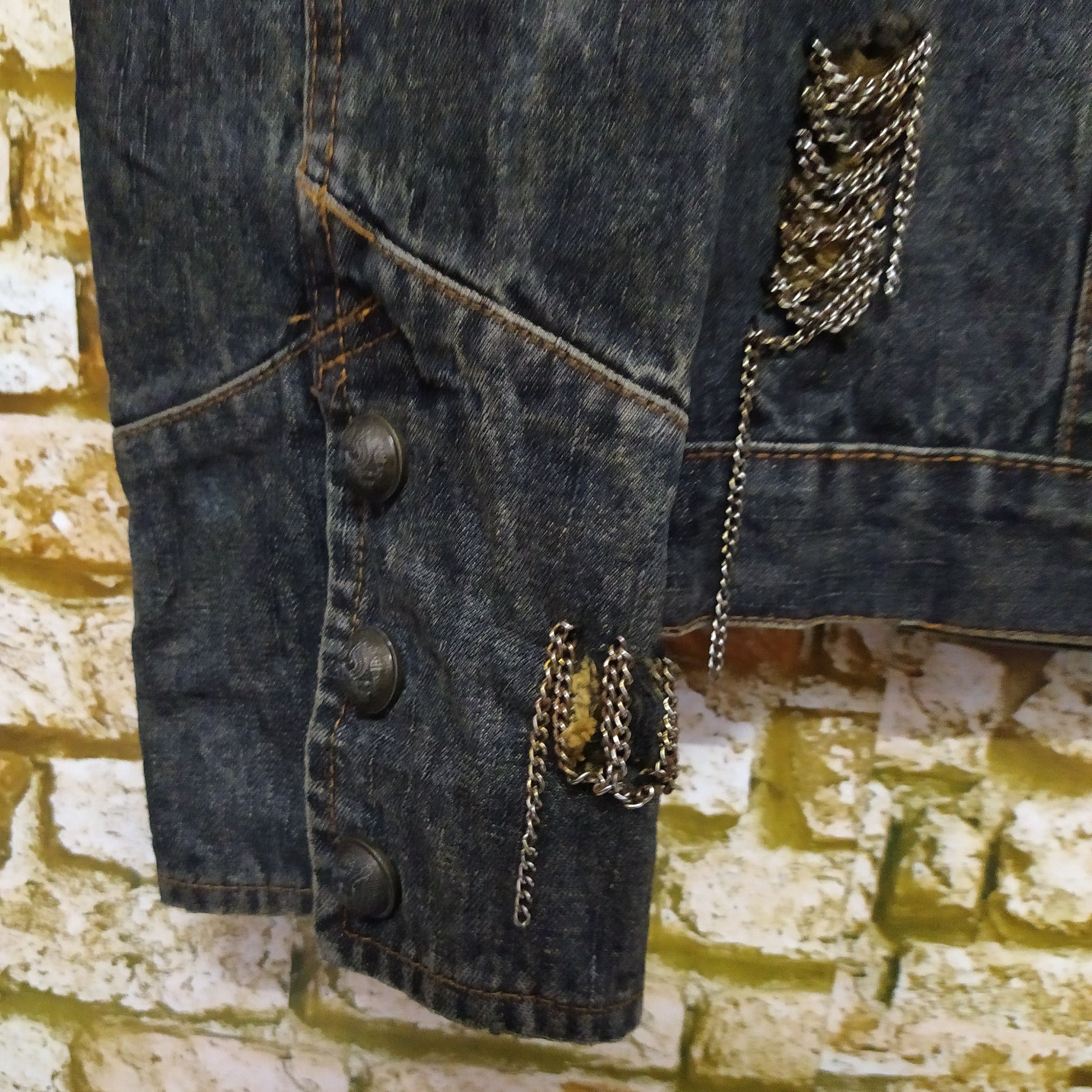 In The Attic IN THE ATTIC DISTRESSED DENIM JACKET PUNK (D364) Size US L / EU 52-54 / 3 - 4 Thumbnail