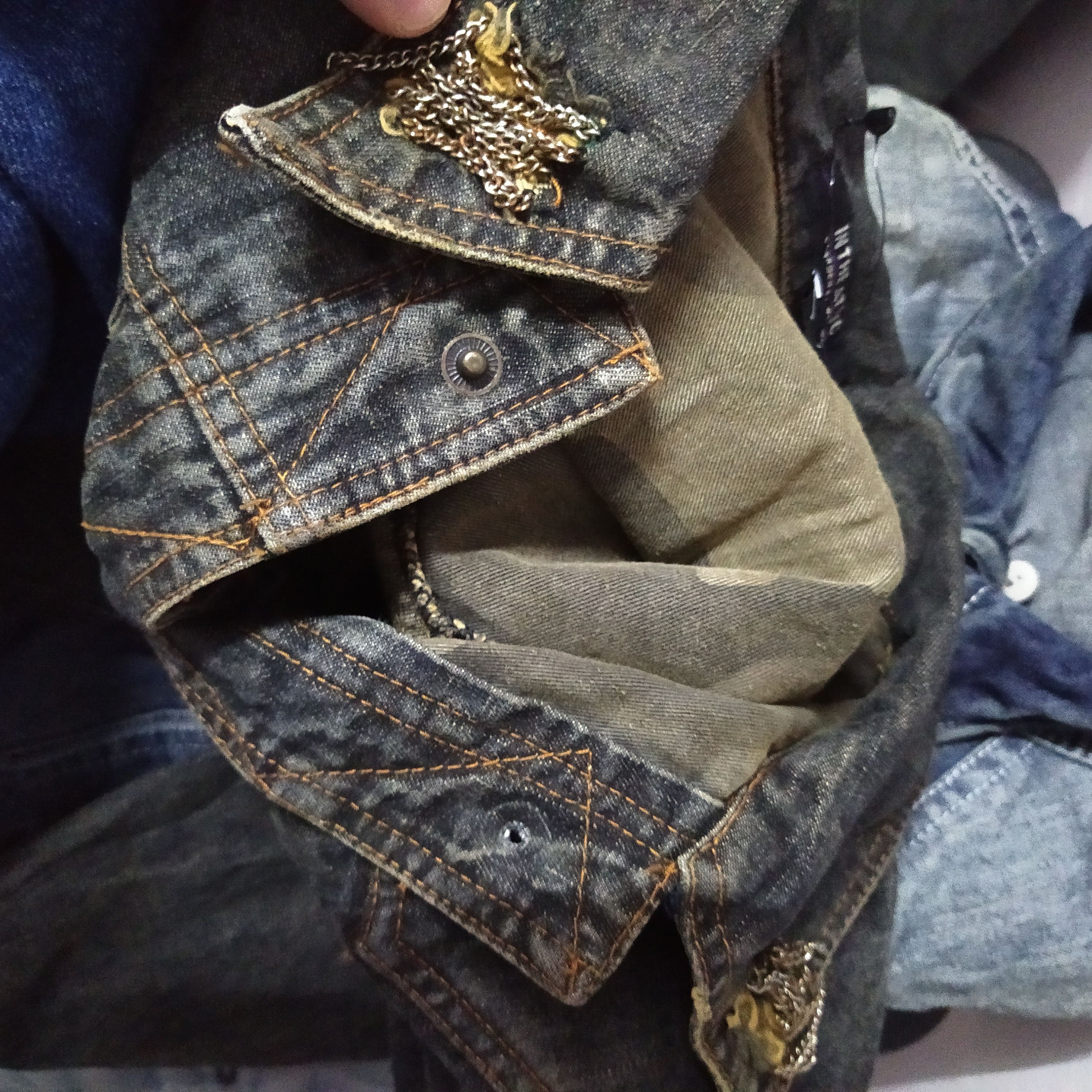 In The Attic IN THE ATTIC DISTRESSED DENIM JACKET PUNK (D364) Size US L / EU 52-54 / 3 - 7 Thumbnail