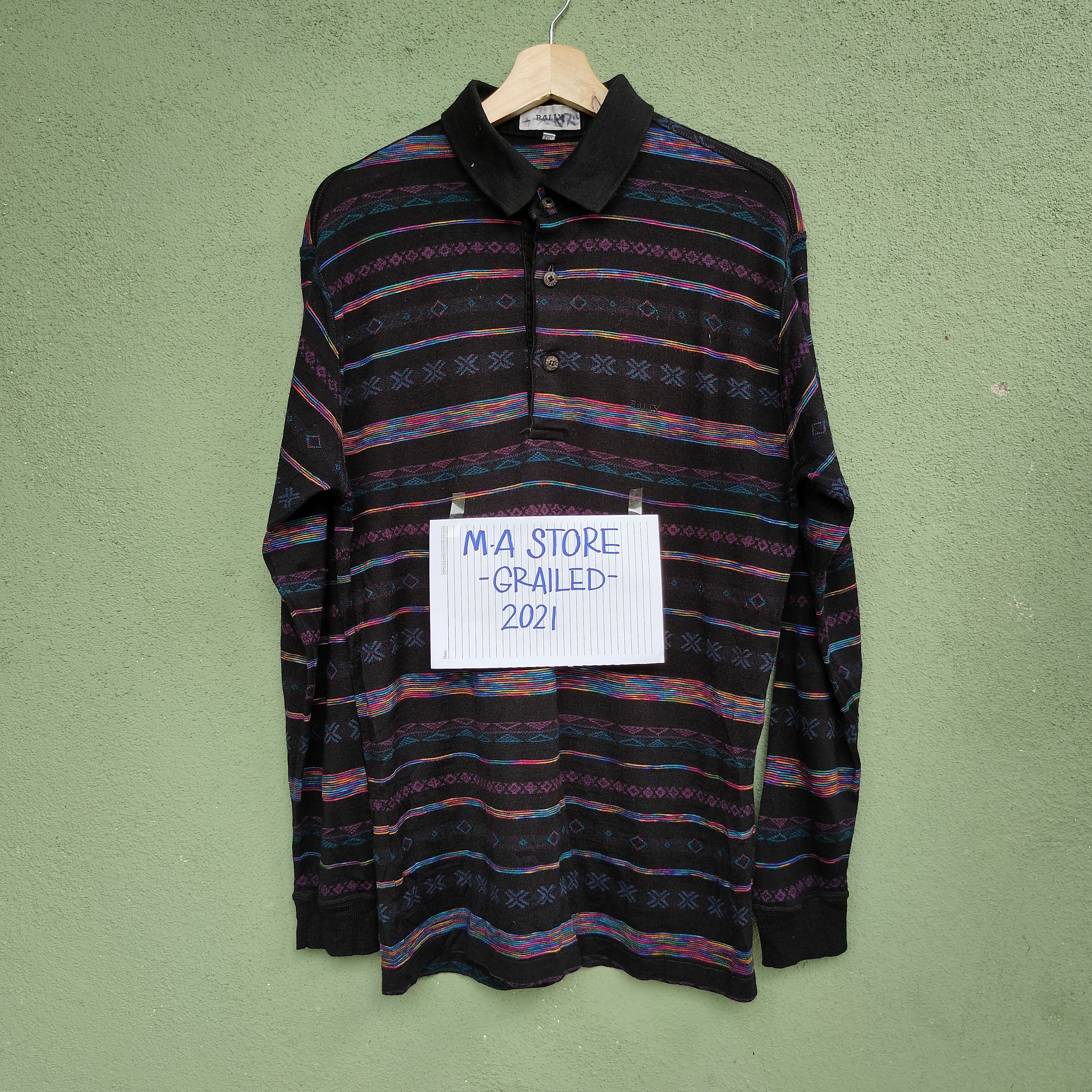 image of Vintage Bally Native Nice Design Polos Shirt, Men's (Size Medium)
