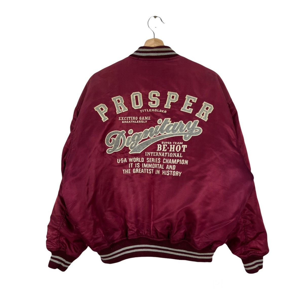 Japanese Brand PROSPER TITLEHOLDER EMBROIDERY BIG LOGO VARSITY BOMBER Size US L / EU 52-54 / 3 - 1 Thumbnail