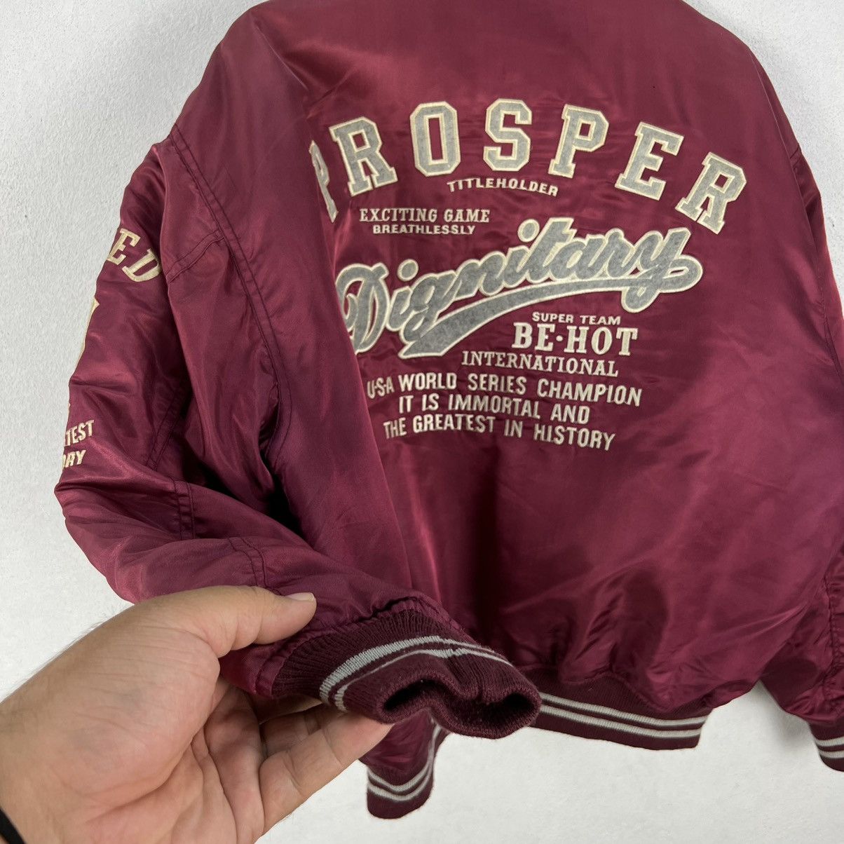 Japanese Brand PROSPER TITLEHOLDER EMBROIDERY BIG LOGO VARSITY BOMBER Size US L / EU 52-54 / 3 - 11 Thumbnail