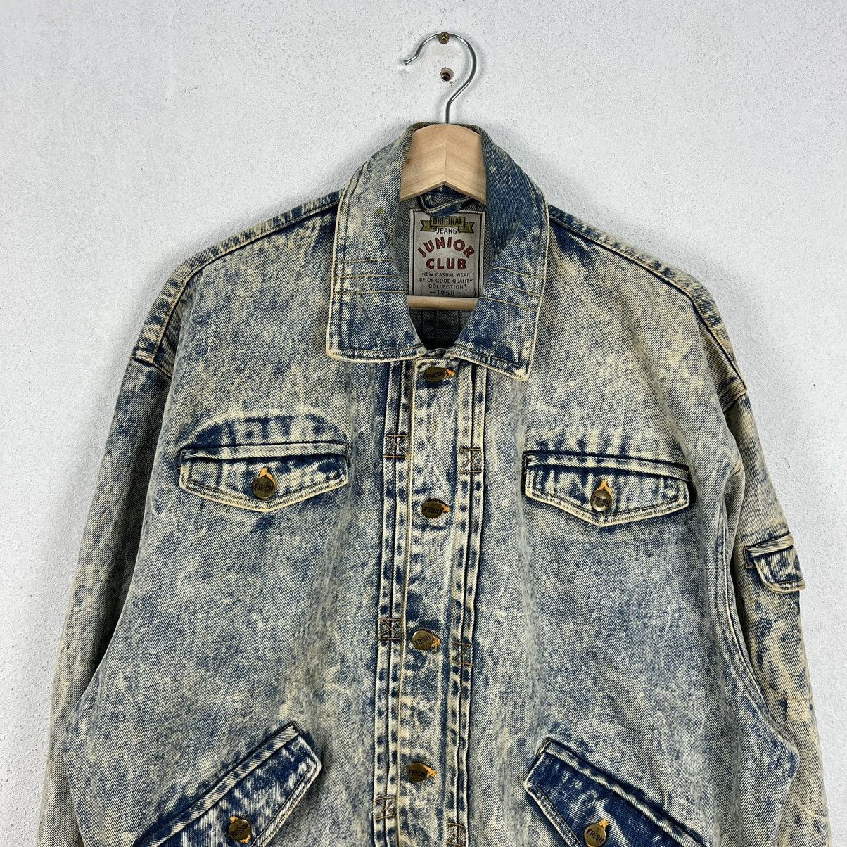 Japanese Brand ACID WASH STYLE ORIGINAL JEANS JUNIOR CLUB DENIM JACKET Size US M / EU 48-50 / 2 - 3 Thumbnail