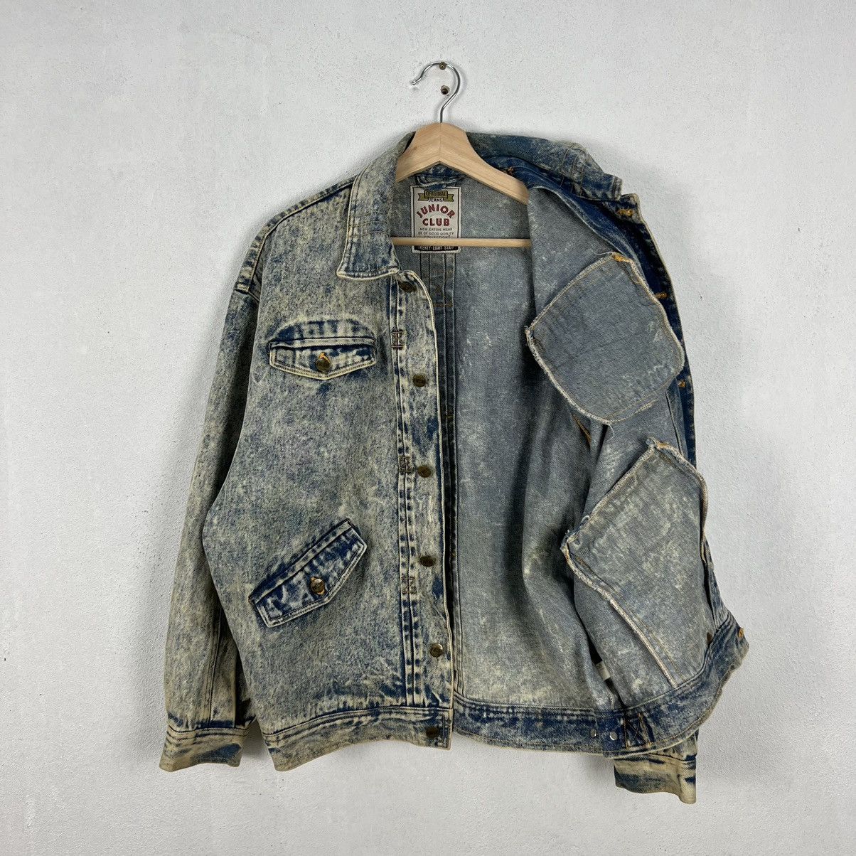 Japanese Brand ACID WASH STYLE ORIGINAL JEANS JUNIOR CLUB DENIM JACKET Size US M / EU 48-50 / 2 - 18 Thumbnail
