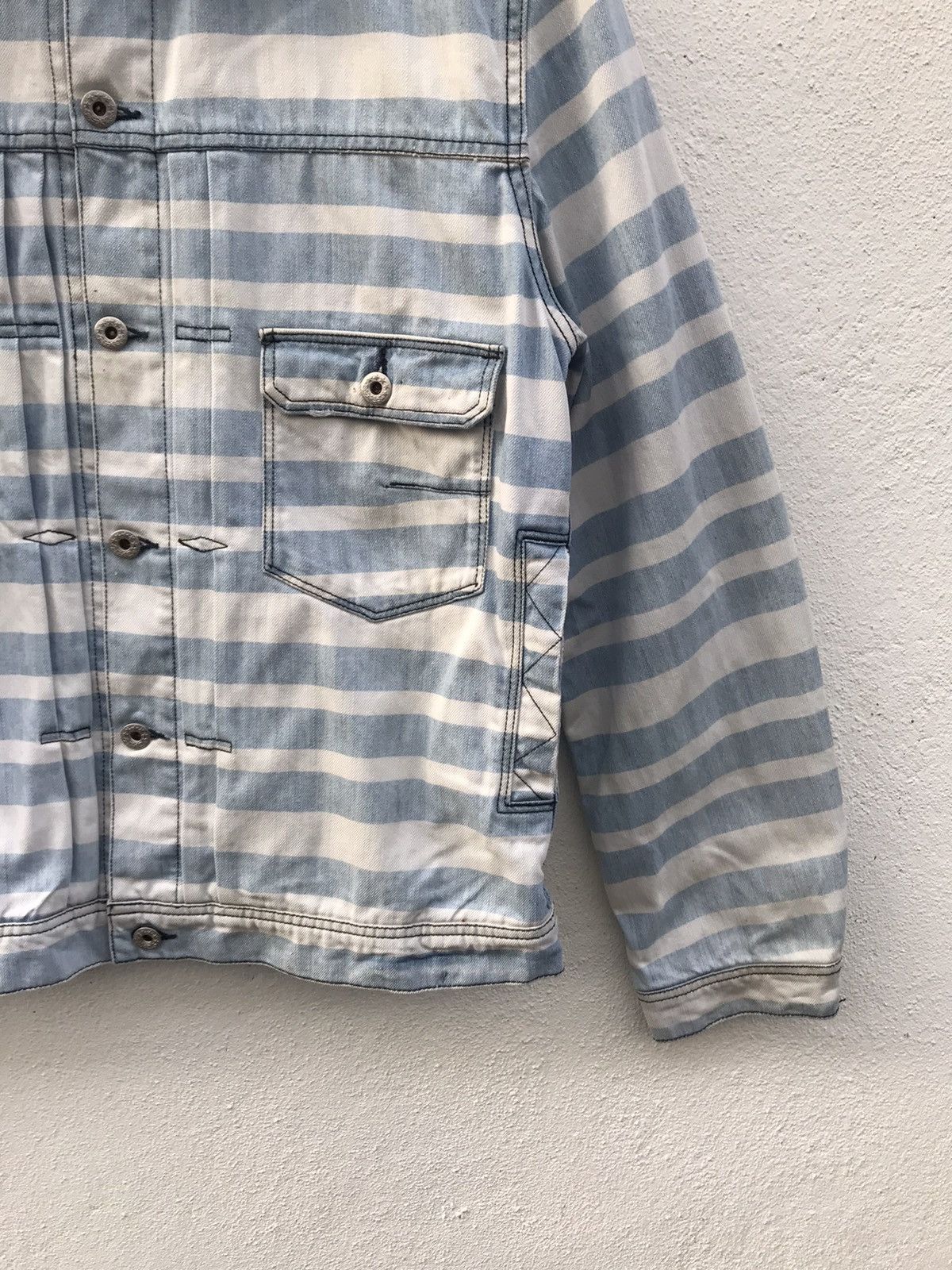 Japanese Brand rageblue Japan Jailer Striped Denim Jacket Border Striped Size US L / EU 52-54 / 3 - 3 Thumbnail