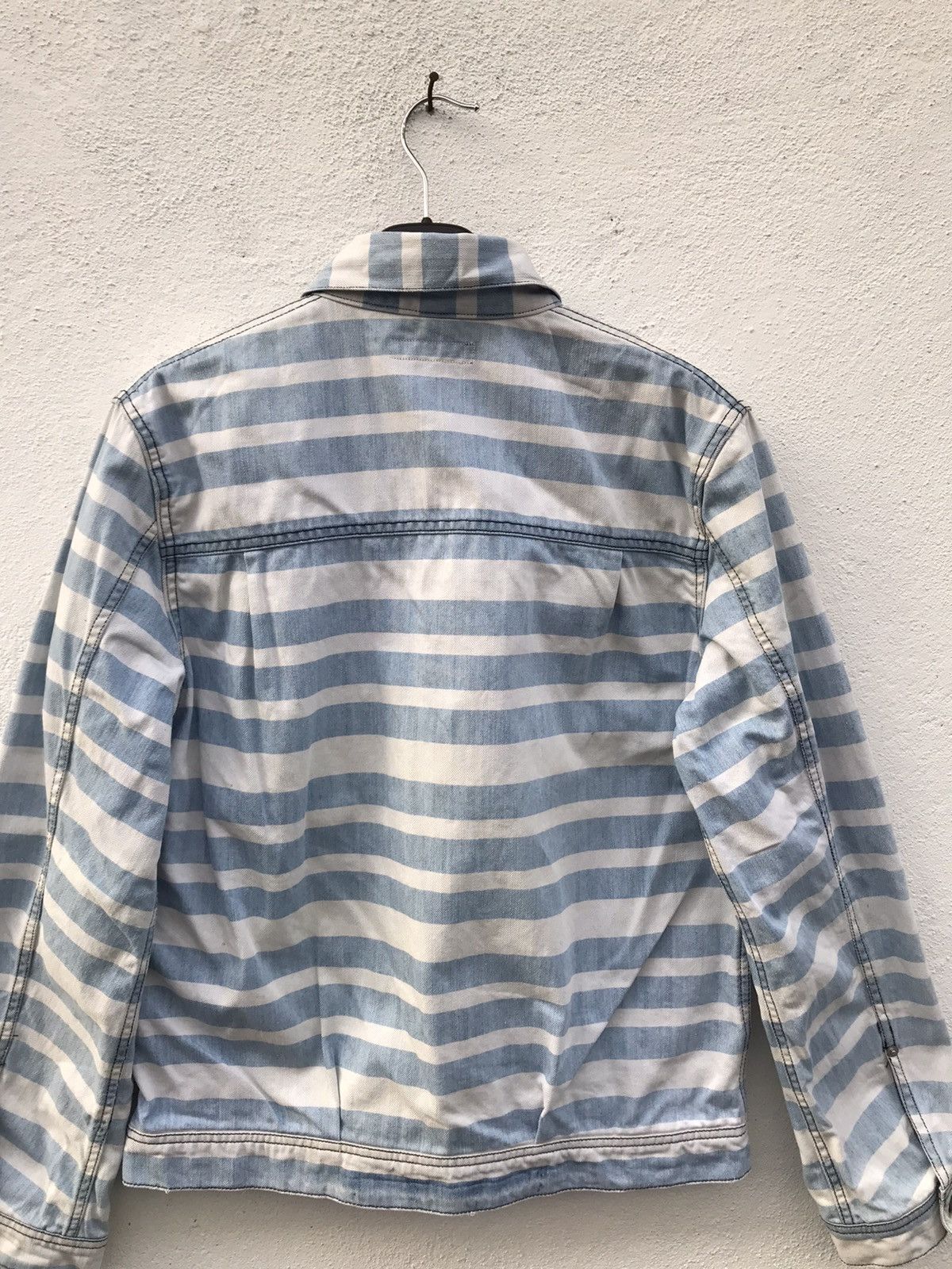 Japanese Brand rageblue Japan Jailer Striped Denim Jacket Border Striped Size US L / EU 52-54 / 3 - 8 Thumbnail