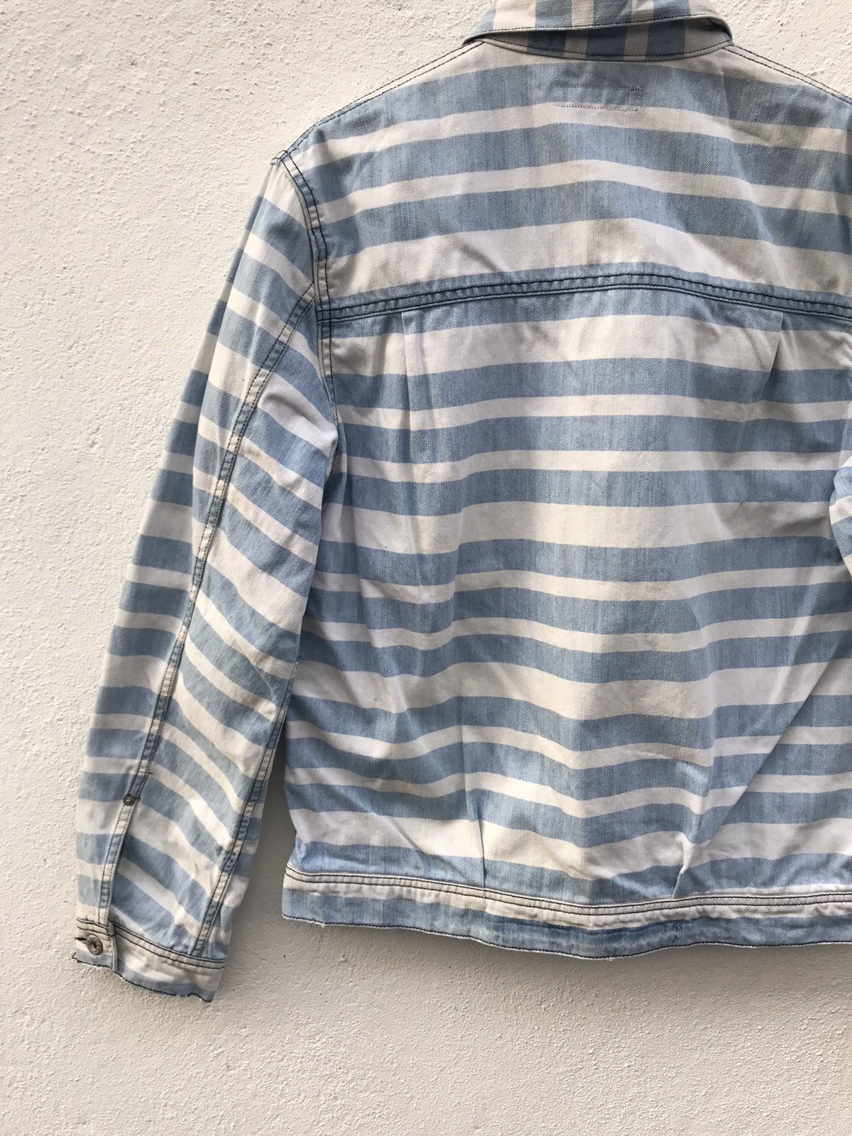 Japanese Brand rageblue Japan Jailer Striped Denim Jacket Border Striped Size US L / EU 52-54 / 3 - 6 Thumbnail