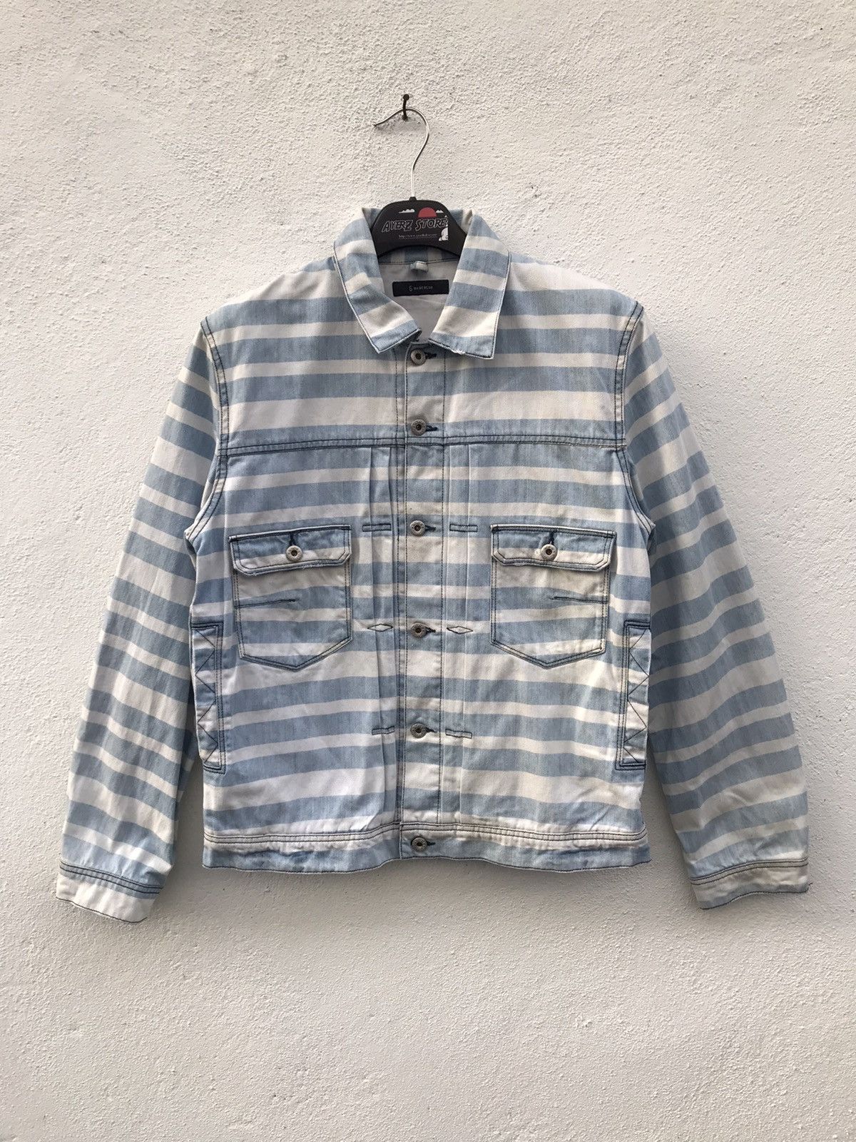 Japanese Brand rageblue Japan Jailer Striped Denim Jacket Border Striped Size US L / EU 52-54 / 3 - 1 Thumbnail