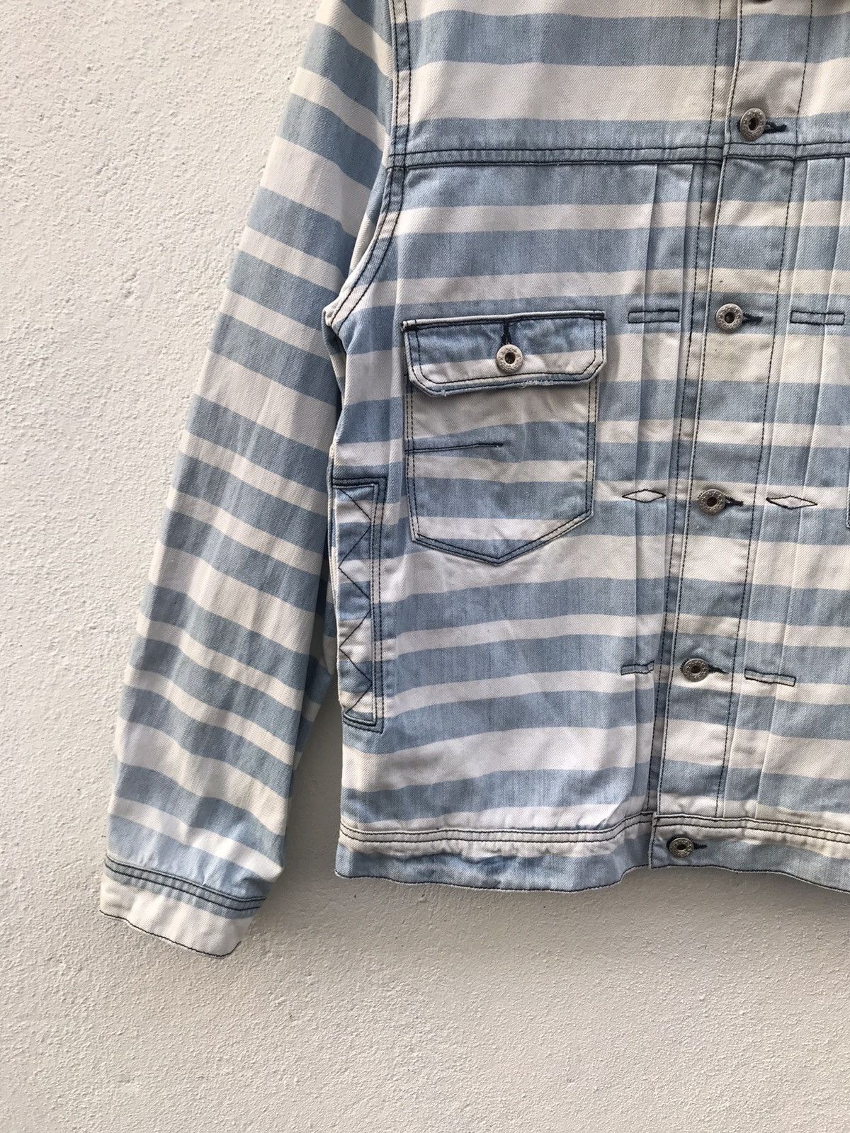 Japanese Brand rageblue Japan Jailer Striped Denim Jacket Border Striped Size US L / EU 52-54 / 3 - 2 Thumbnail
