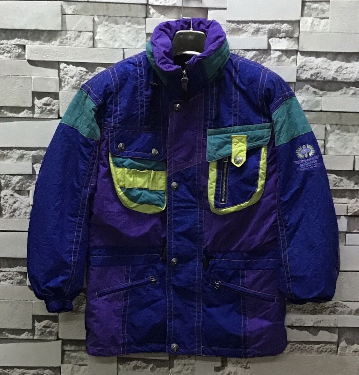 image of Sasquatchfabrix x Ski Vintage Sasquatch Multicolor Hooded Ski Jacket, Men's (Size Medium)