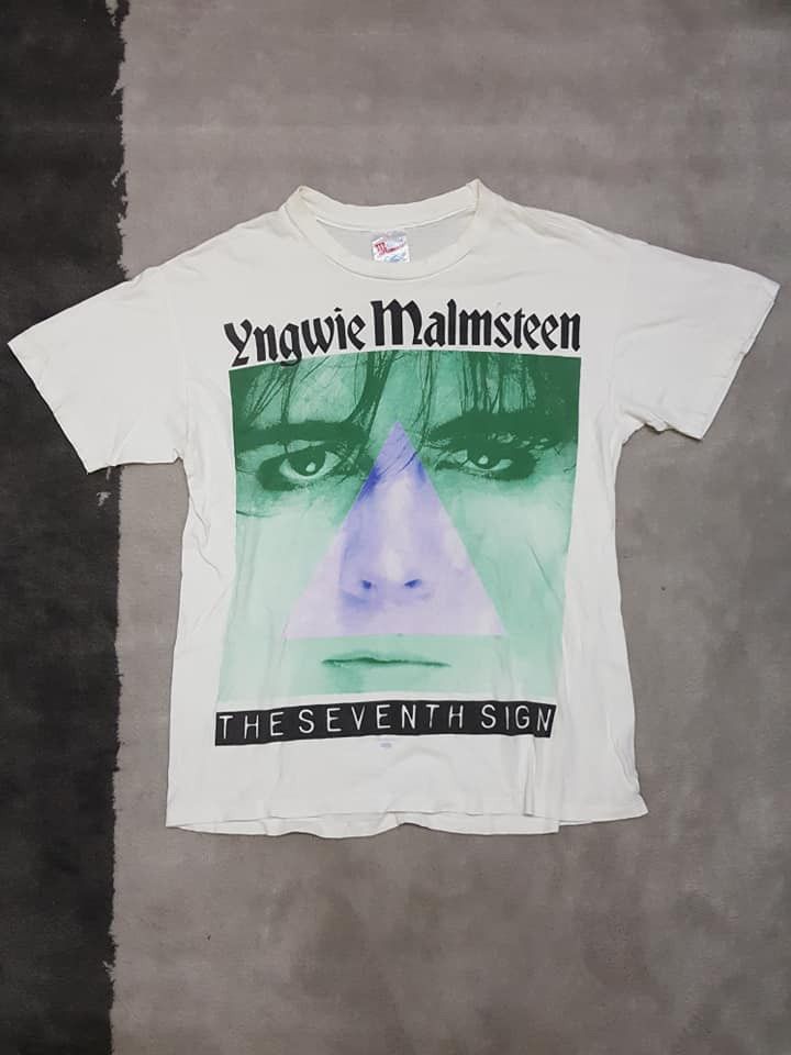 Engwie Malmsteen THE SEVENTH SIGN Tシャツ L Band Tees × Vintage Vtg. Rare Yngwie Malmsteen The Seventh Sign