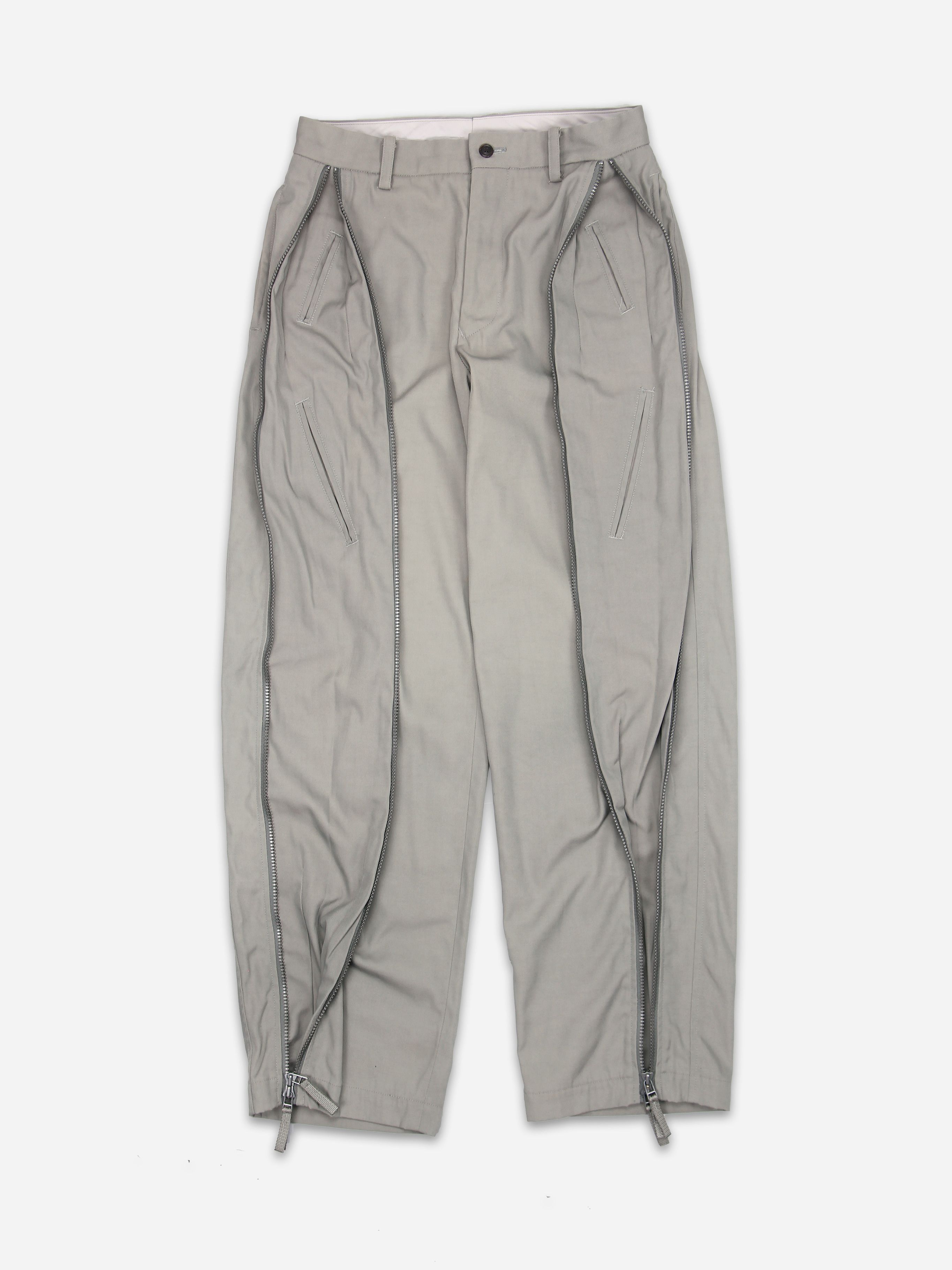Pre-owned Issey Miyake Aw2000 Dual Front Zip Pants In Grey