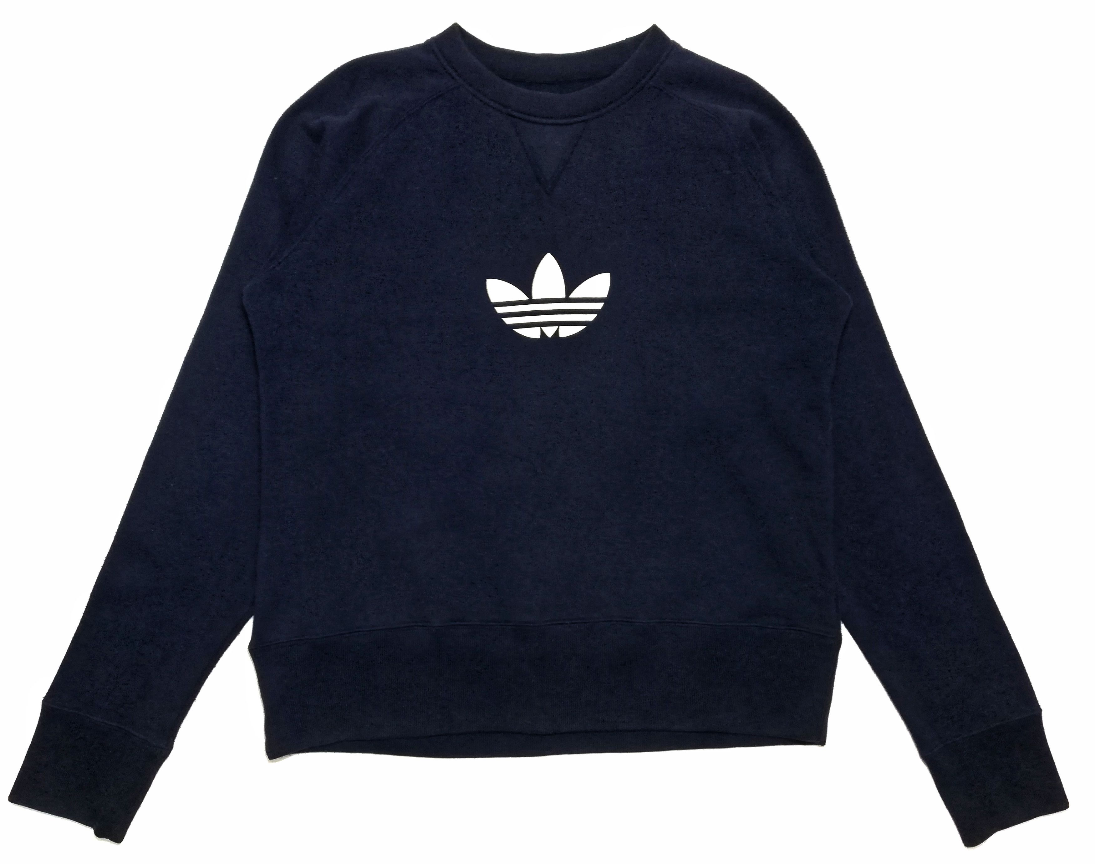 image of Vintage Adidas Sweatshirts Big Logo Cot Poly in Dark Blue, Men's (Size Medium)