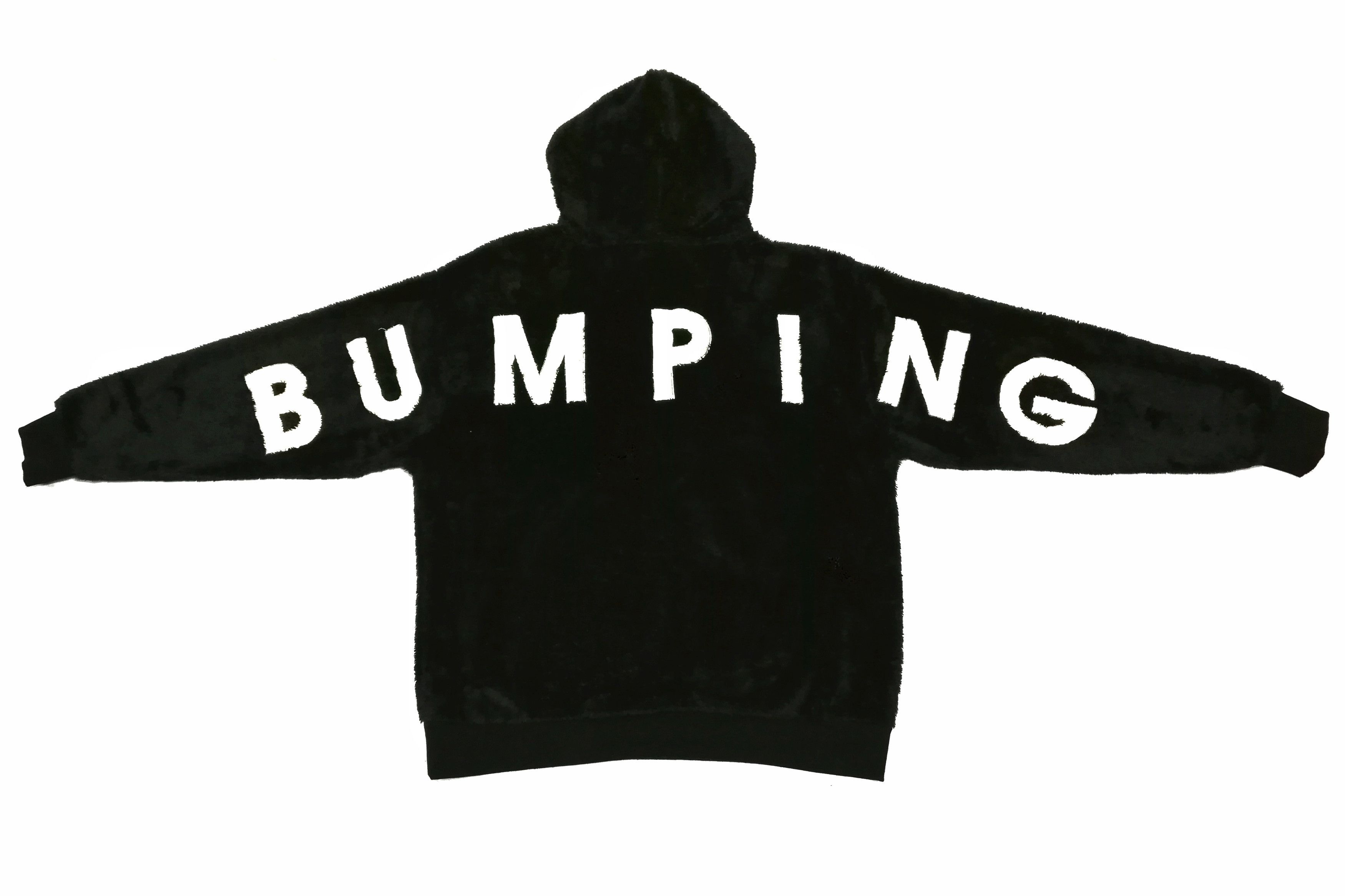 image of Defective Struct Bumping Spell Out Hoodie Fleece Sweats in Black/White, Men's (Size Large)
