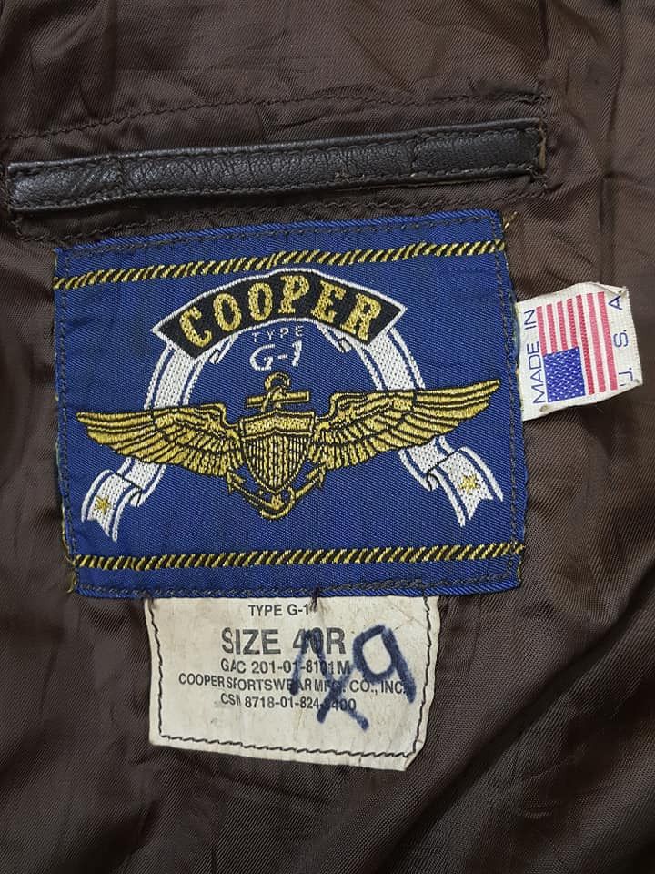 Cooper Cooper USN Navy G-1 Type Flight Aviator Goatskin Leather Size US M / EU 48-50 / 2 - 6 Thumbnail