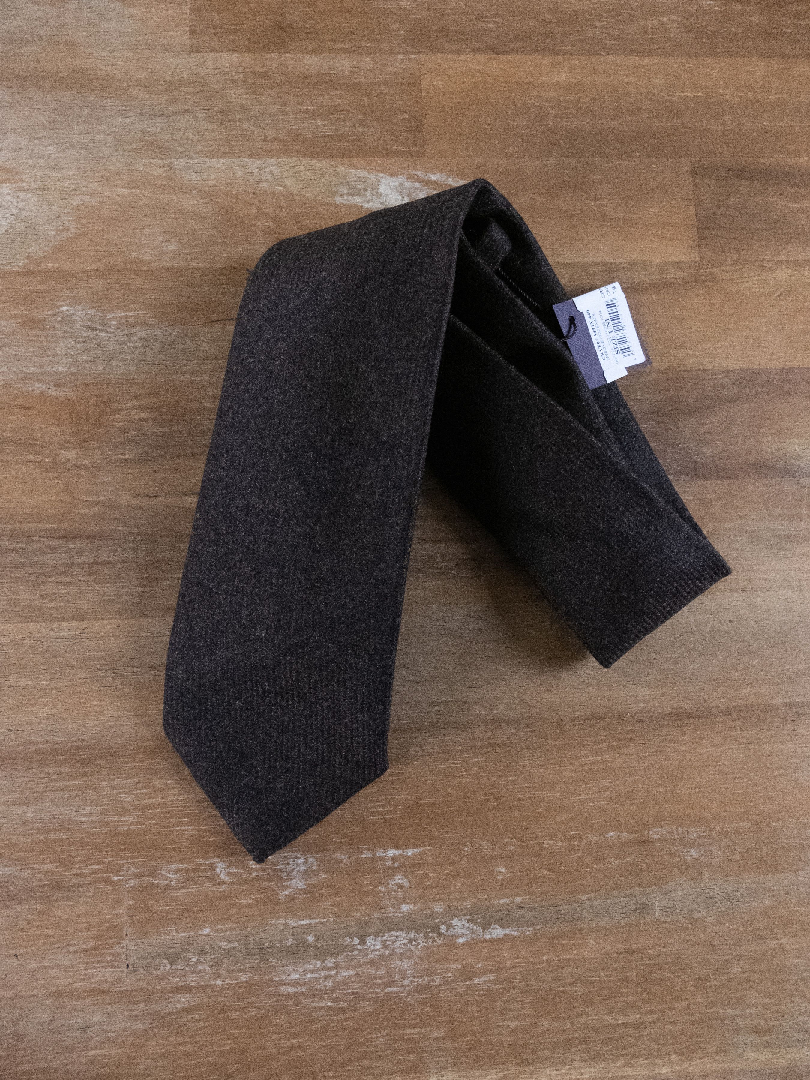 image of Isaia 7-Fold Brown Pure Cashmere Woven Tie - Nwt, Men's