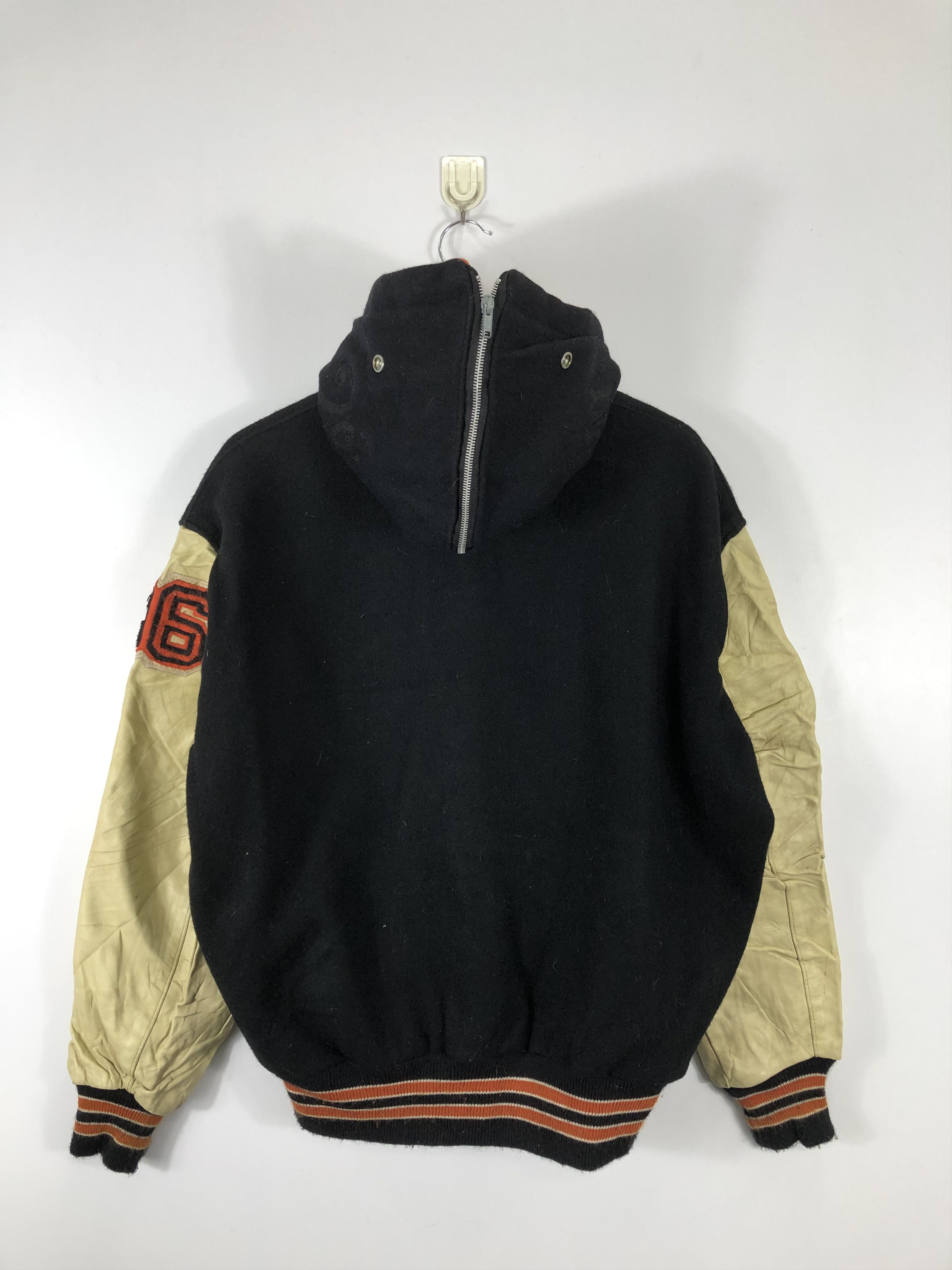 Delong Vintage 90s Delong Varsity Jacket Sleeve Leather V0237 Size US L / EU 52-54 / 3 - 3 Thumbnail