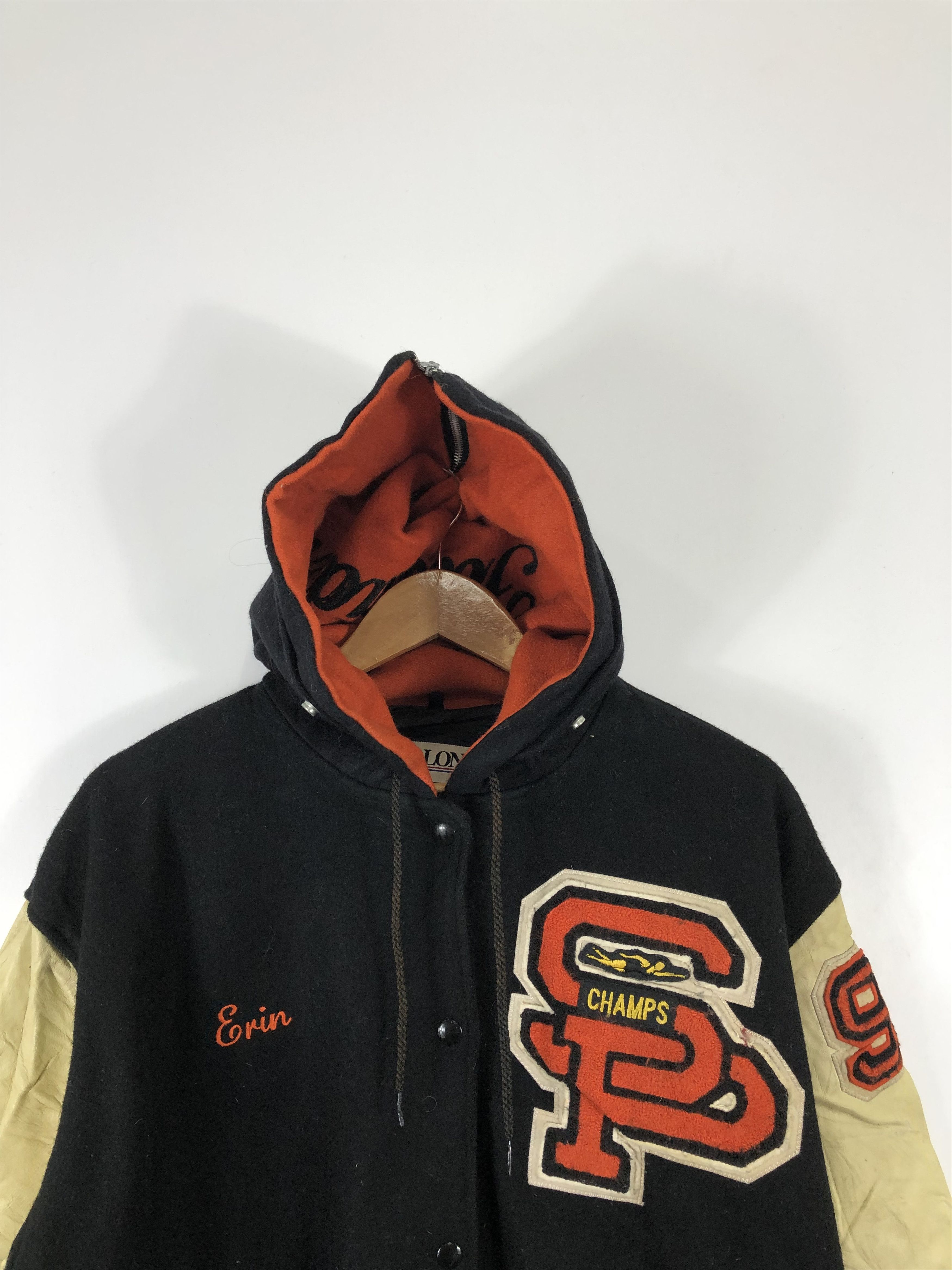 Delong Vintage 90s Delong Varsity Jacket Sleeve Leather V0237 Size US L / EU 52-54 / 3 - 2 Thumbnail