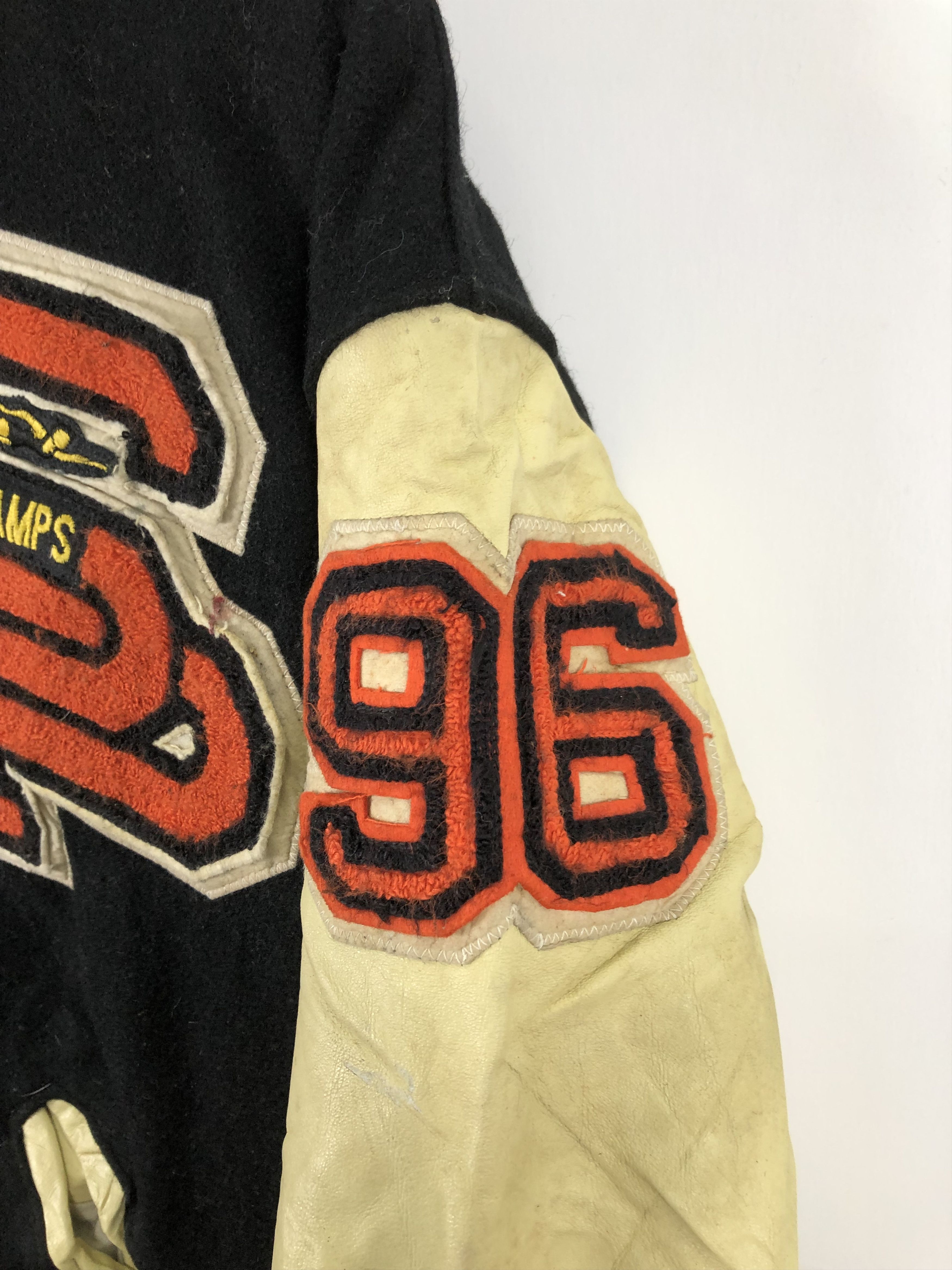 Delong Vintage 90s Delong Varsity Jacket Sleeve Leather V0237 Size US L / EU 52-54 / 3 - 7 Thumbnail
