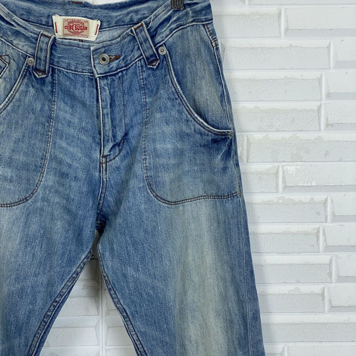 Japanese Brand 🔥LAST PRICE🔥 Vintage Cube Sugar Workwear Denim 1989 Size US 28 / EU 44 - 4 Thumbnail