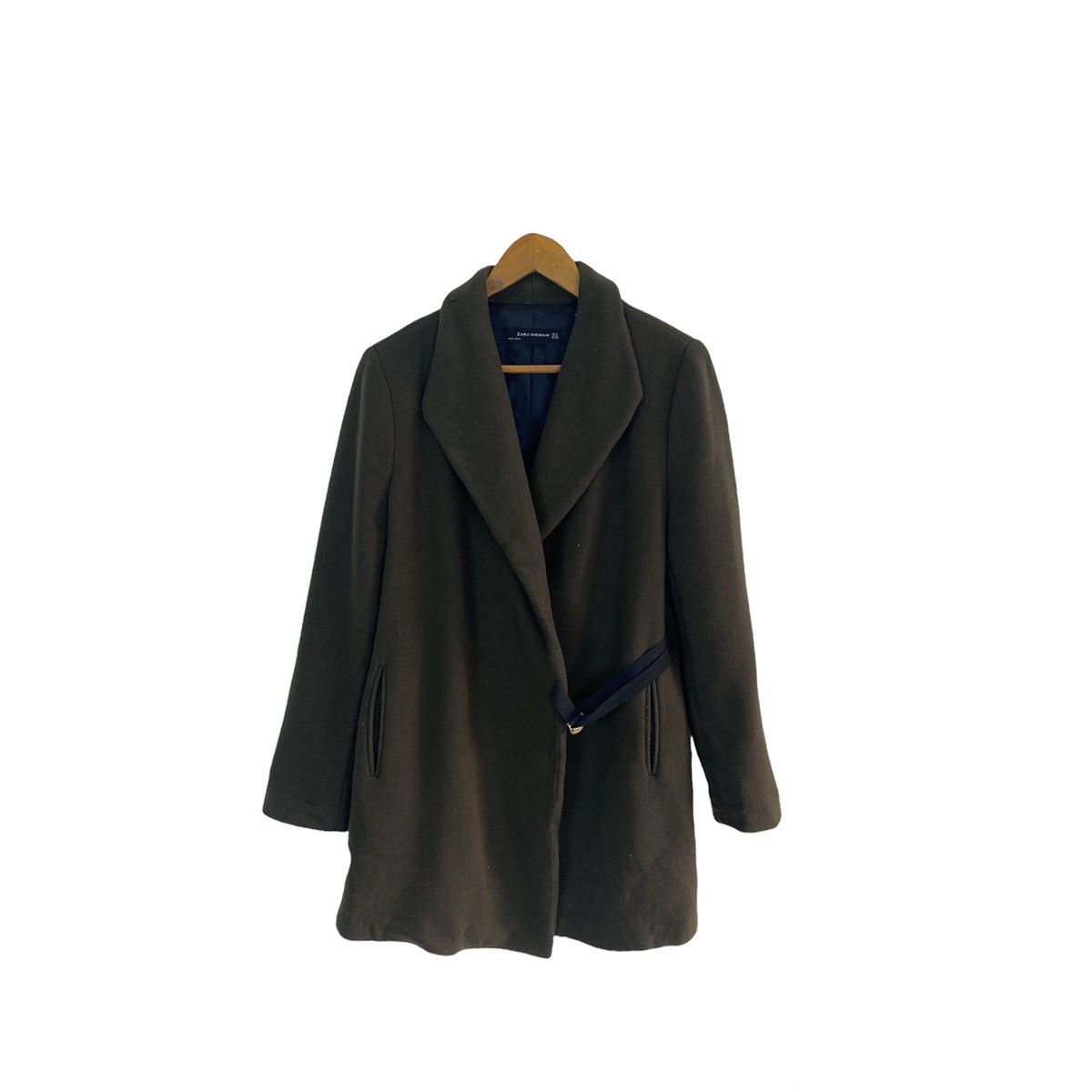 image of Zara Woman Long Wool Coat Made In Spain, Women's (Size Medium)