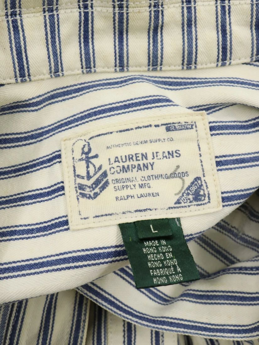 Lauren Ralph Lauren × Ralph Lauren Vintage LRL Hickory Stripe Sailor Nautical Denim Jacket Size US M / EU 48-50 / 2 - 16 Thumbnail