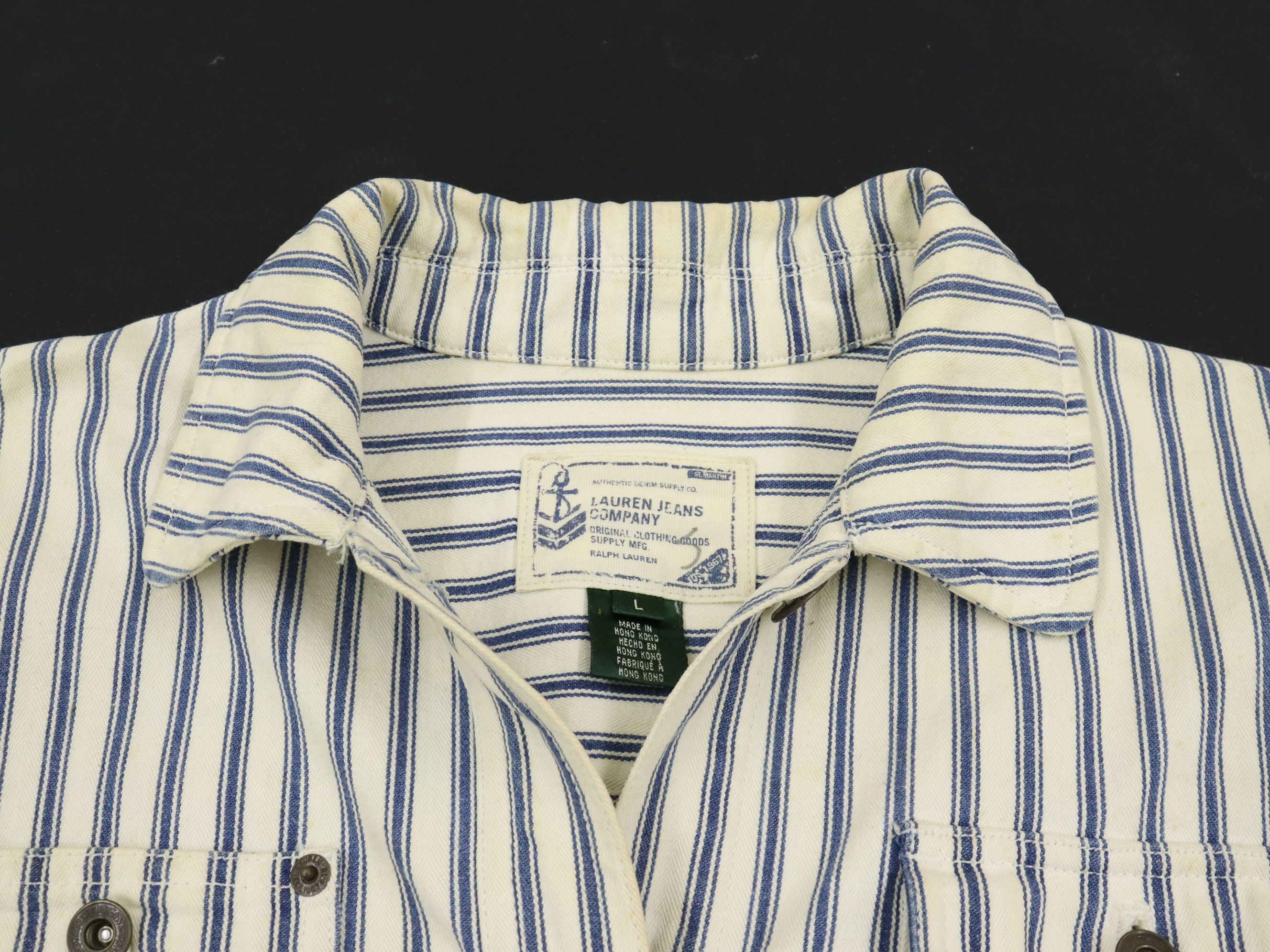 Lauren Ralph Lauren × Ralph Lauren Vintage LRL Hickory Stripe Sailor Nautical Denim Jacket Size US M / EU 48-50 / 2 - 7 Thumbnail