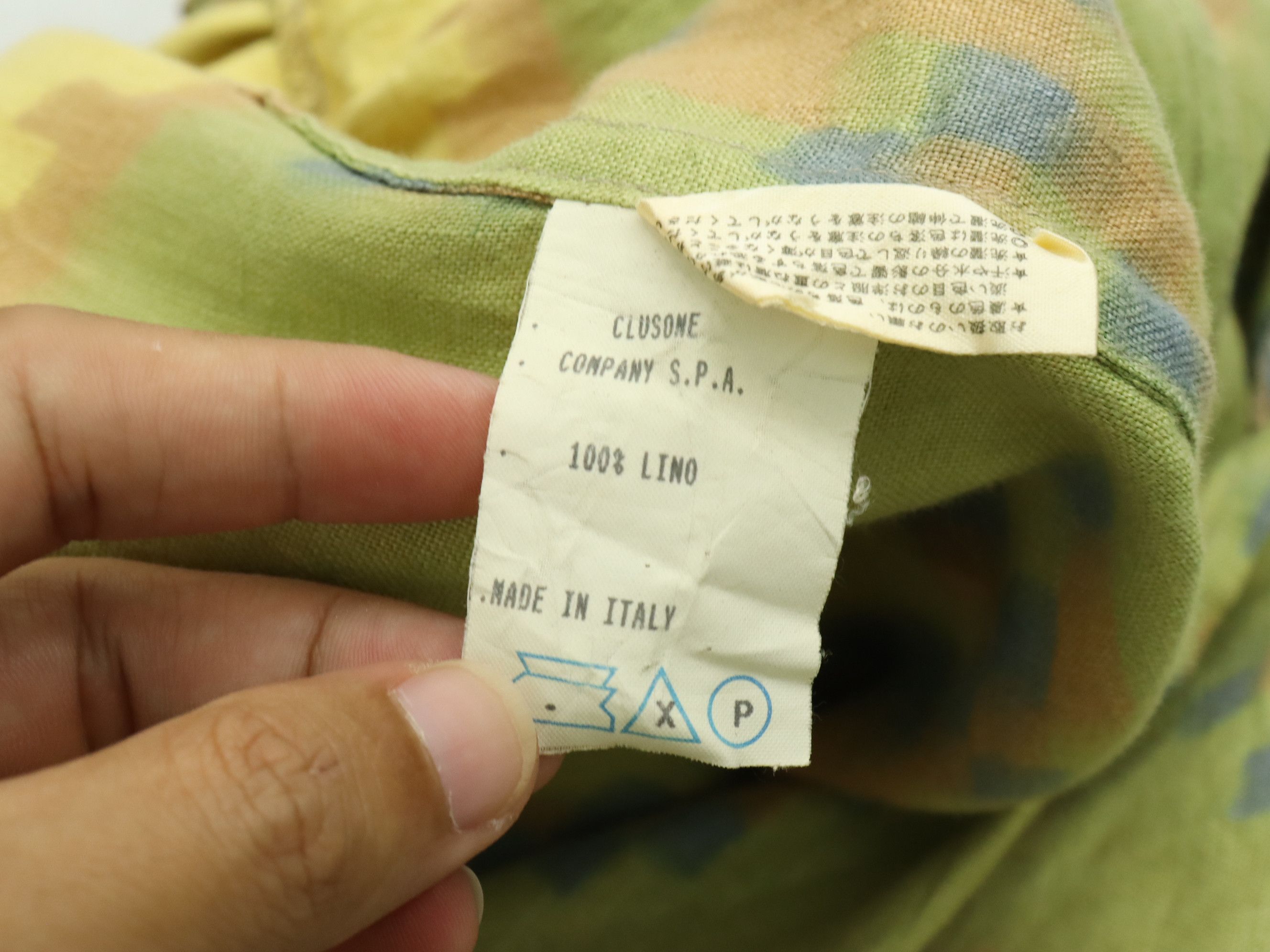 Designer Made in Italy Linen Native Pixel Double Closure Blazer Size US L / EU 52-54 / 3 - 8 Thumbnail
