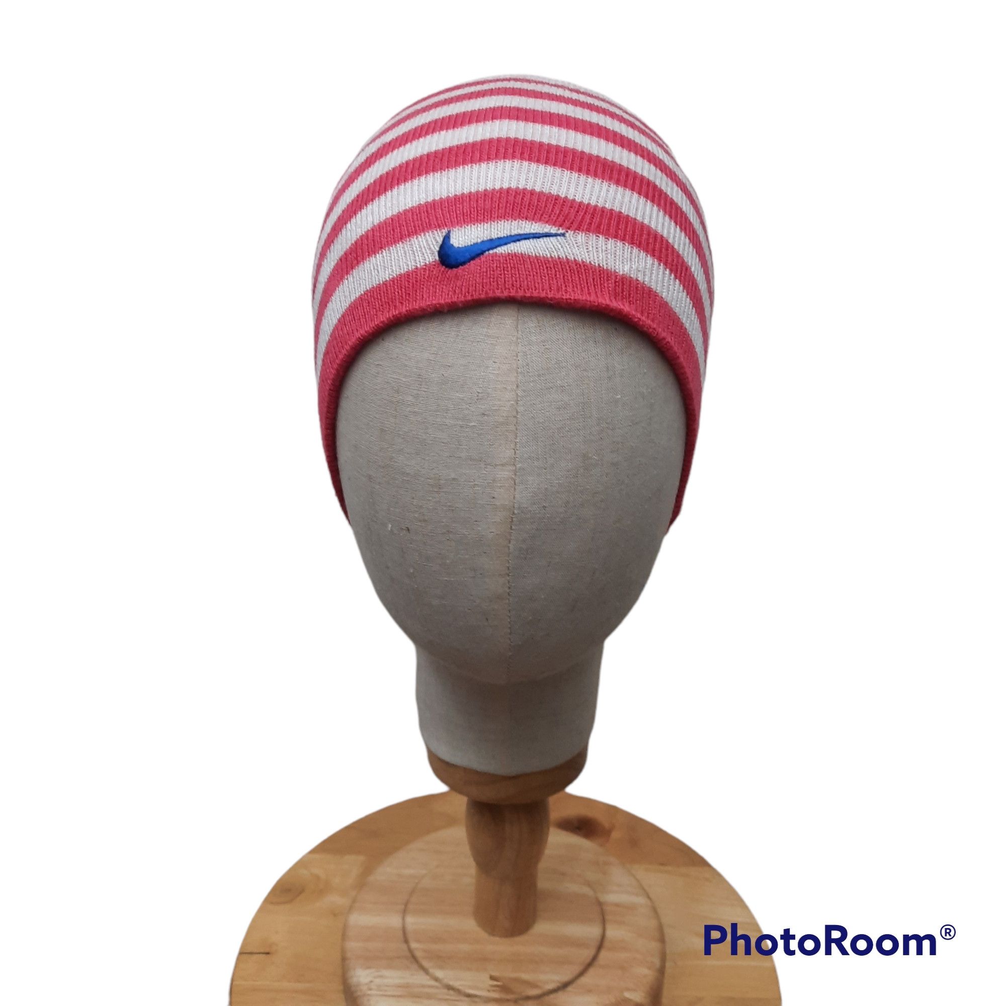 image of Nike Swoosh Embroidery Stripes Reversible Beanie Hat, Women's