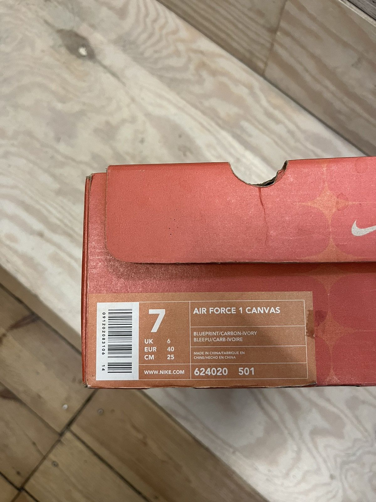Vtg Nike Air Force 1 Canvas Blueprint 2000 7US