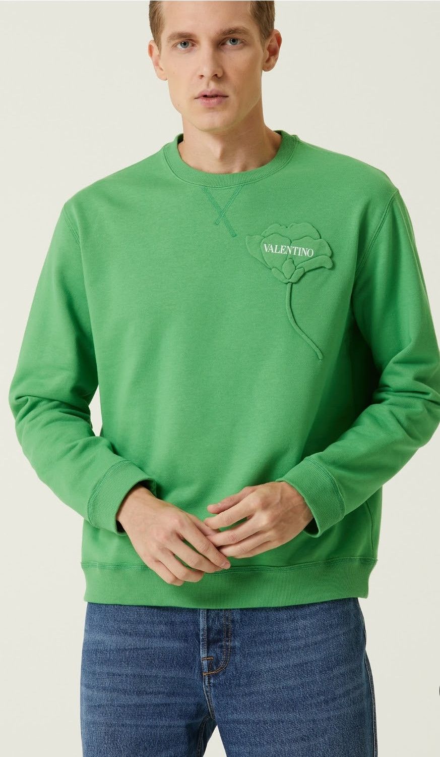 Valentino $1390 VALENTINO green logo flower patch sweatshirt Medium Size US M / EU 48-50 / 2 - 2 Thumbnail