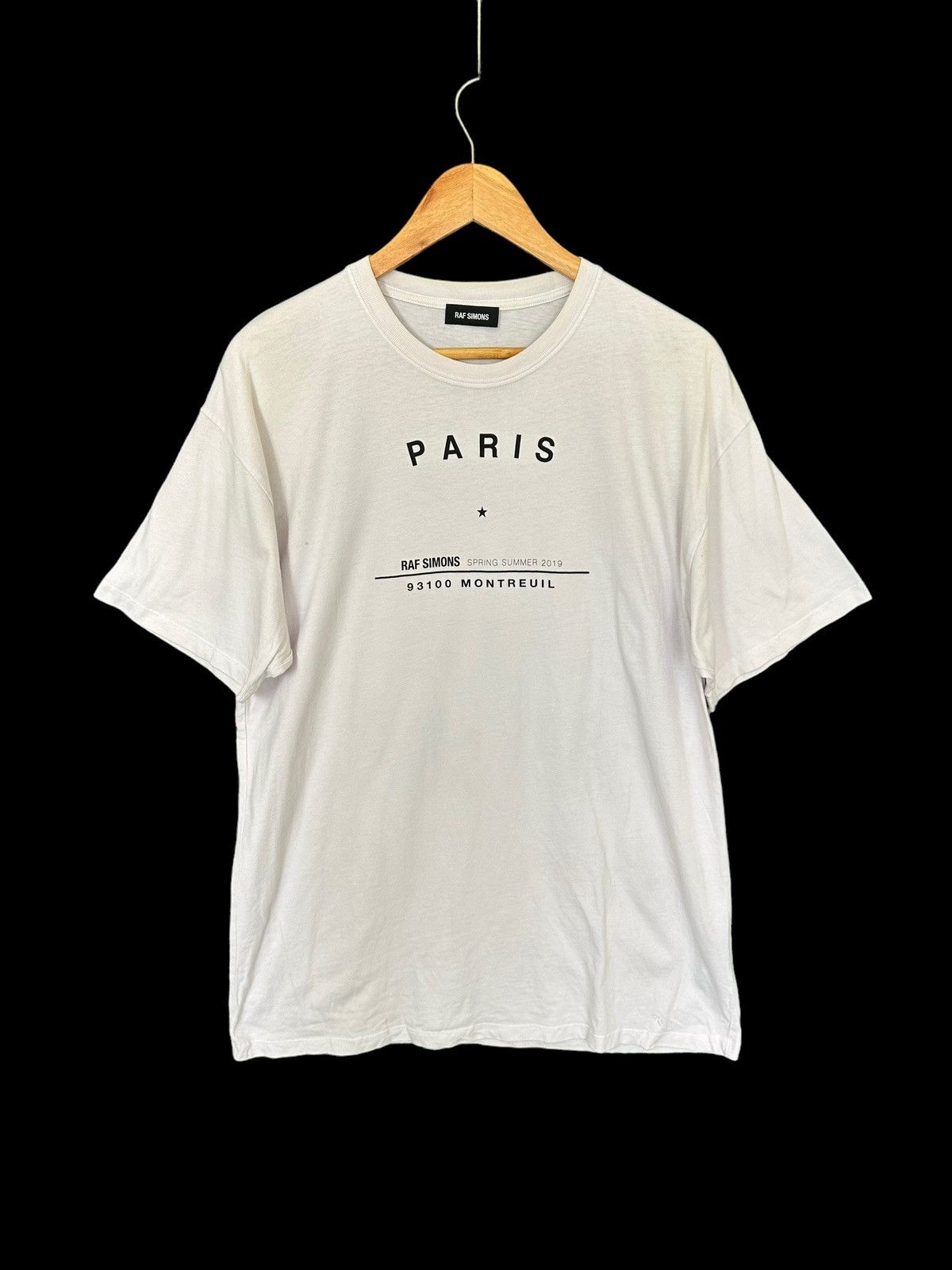 image of Raf Simons Ss19 93100 Montreuil Paris Oversize T-Shirt in Cream, Men's (Size Medium)