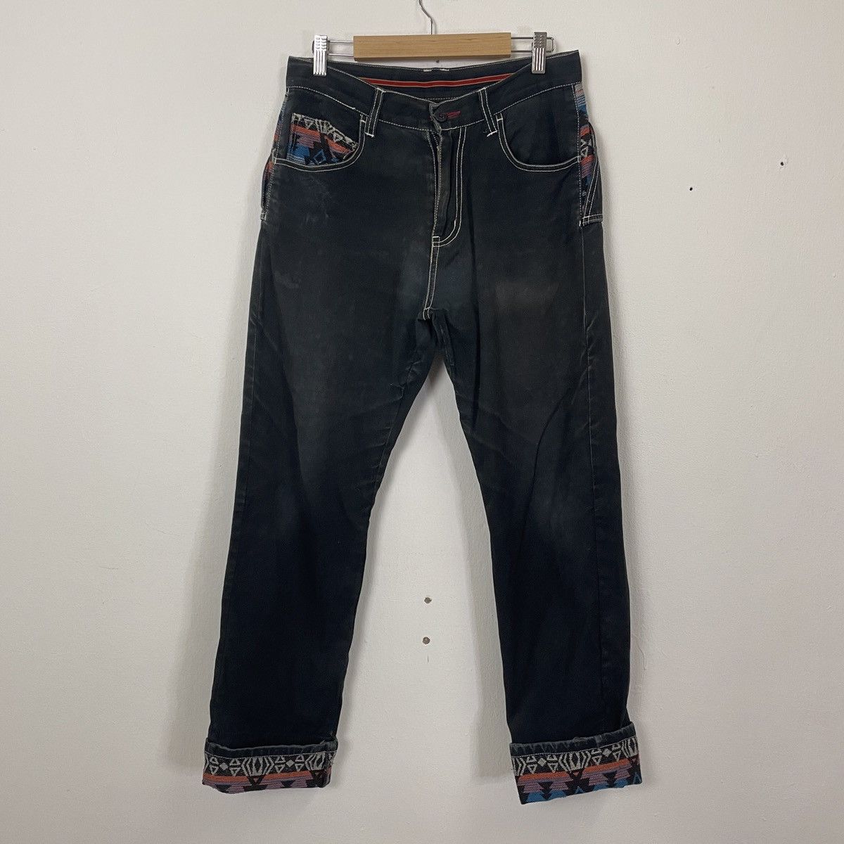 Other Vintage Unbranded Aztec Navajo Style Denim Jeans Size US 30 / EU 46 - 7 Thumbnail