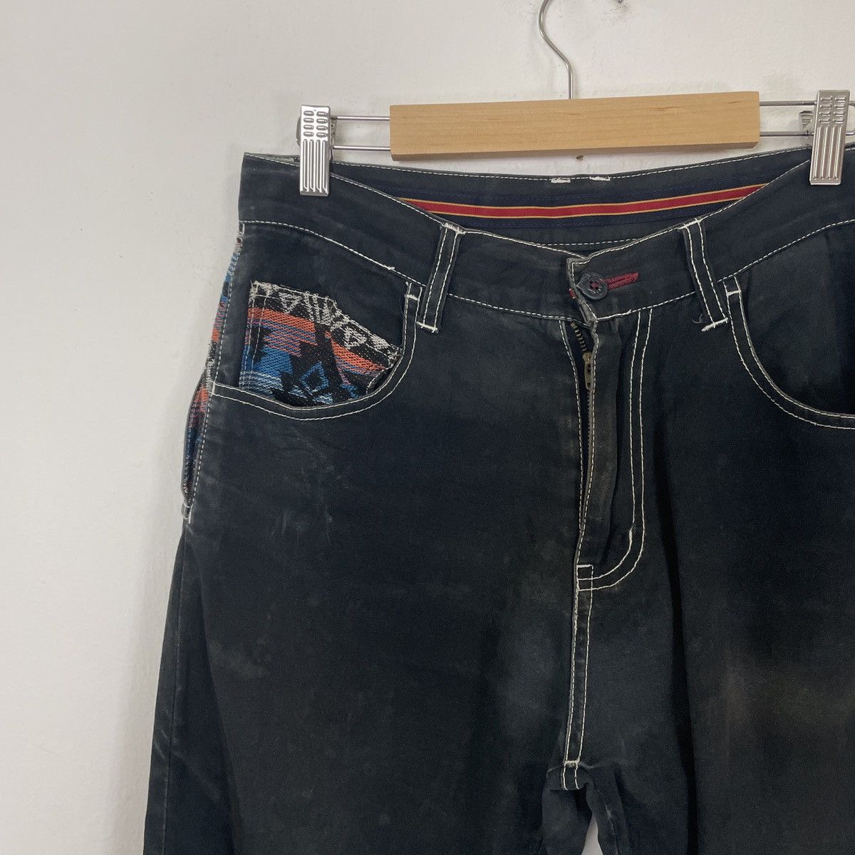 Other Vintage Unbranded Aztec Navajo Style Denim Jeans Size US 30 / EU 46 - 9 Thumbnail