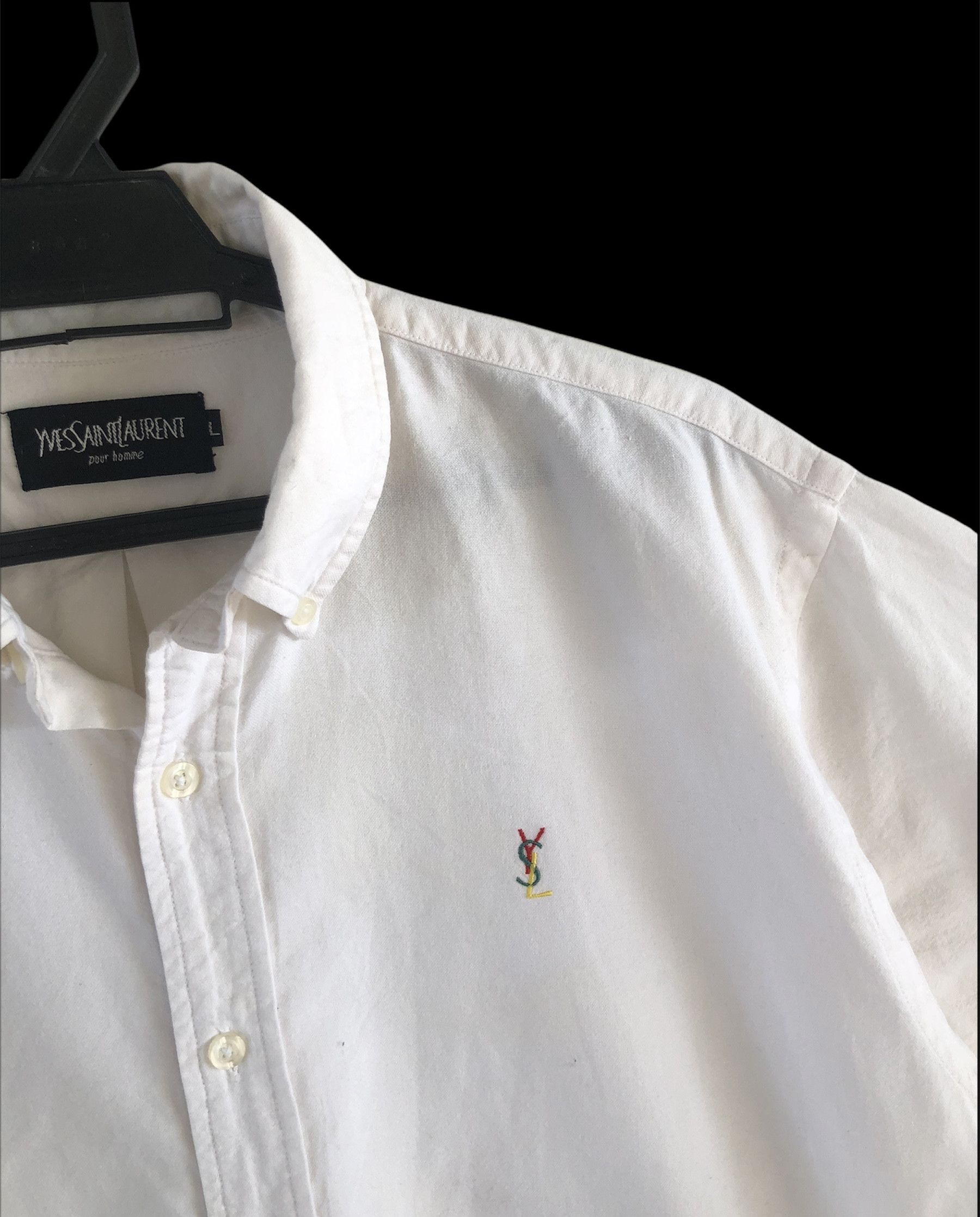 Vintage VINTAGE YSL POUR HOMME MULTICOLOURS SMALL LOGO BUTTON UPS Size US XL / EU 56 / 4 - 5 Thumbnail