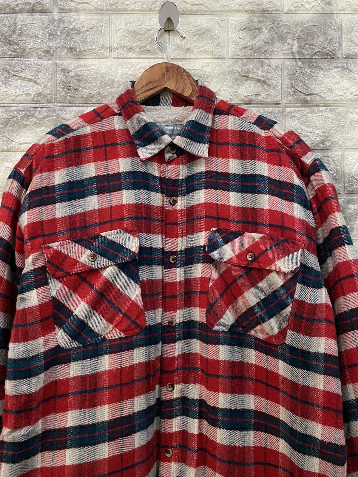 Vintage 🔥Work folk Tartan fleece jacket Size US L / EU 52-54 / 3 - 5 Thumbnail