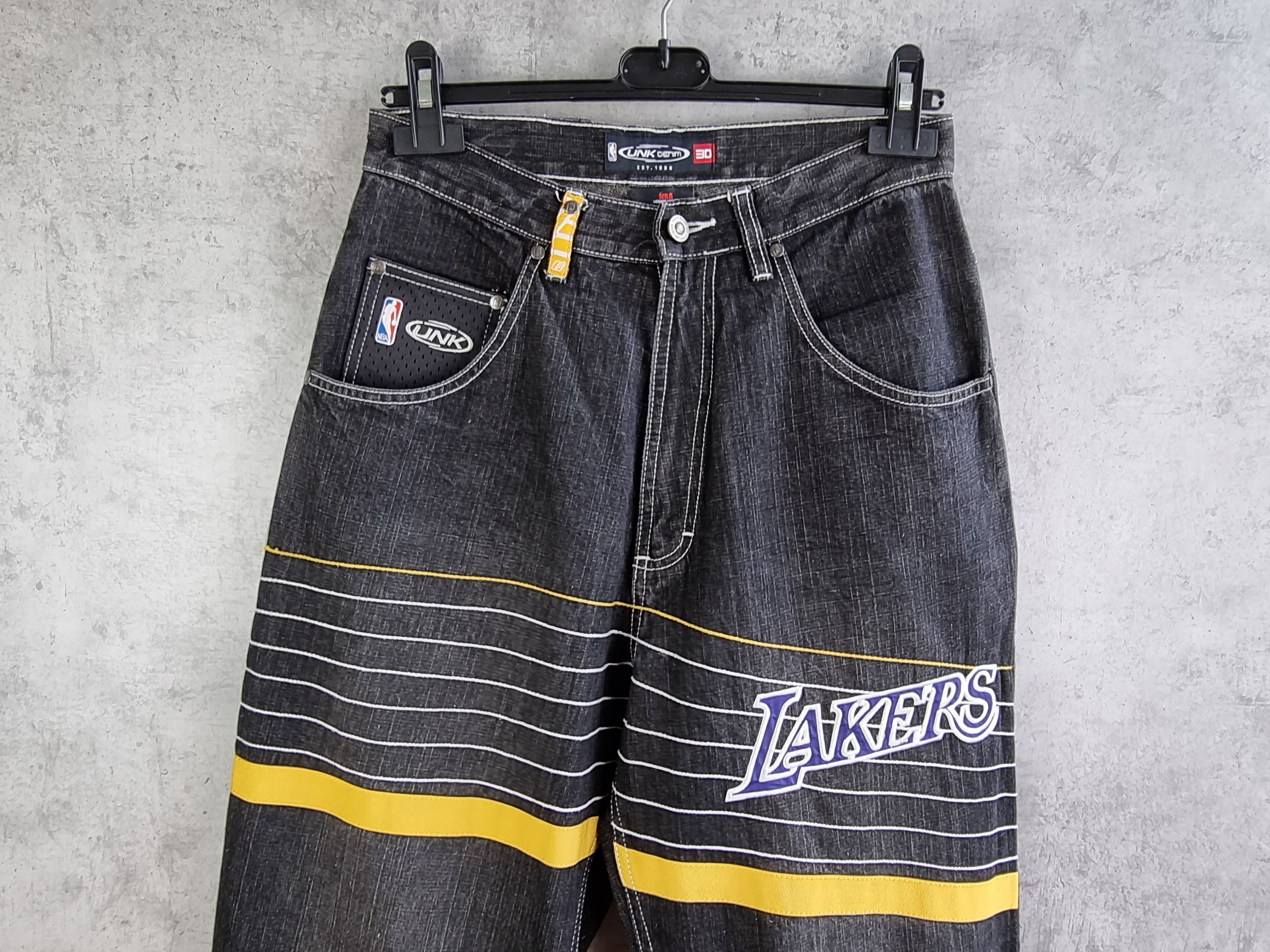 NBA × Vintage 90s Los Angeles Lakers Big logo Vintage Denim Pant Size US 30 / EU 46 - 2 Thumbnail