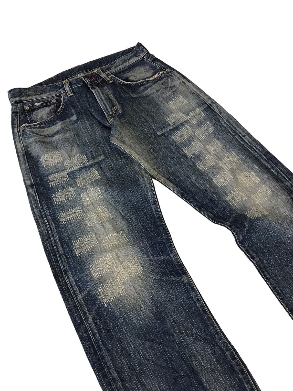 Edwin Shasiko 🔥 Vintage Edwin 504 Red Label Distressed Denim Pant⚡️ Size US 32 / EU 48 - 3 Thumbnail