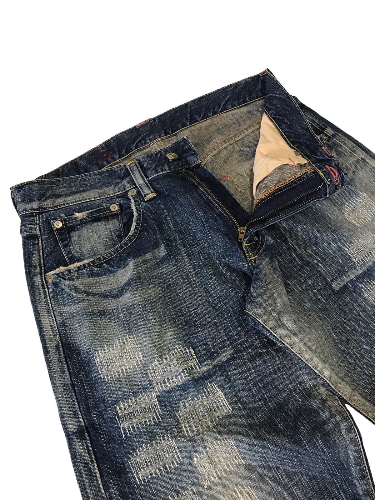 Edwin Shasiko 🔥 Vintage Edwin 504 Red Label Distressed Denim Pant⚡️ Size US 32 / EU 48 - 8 Thumbnail