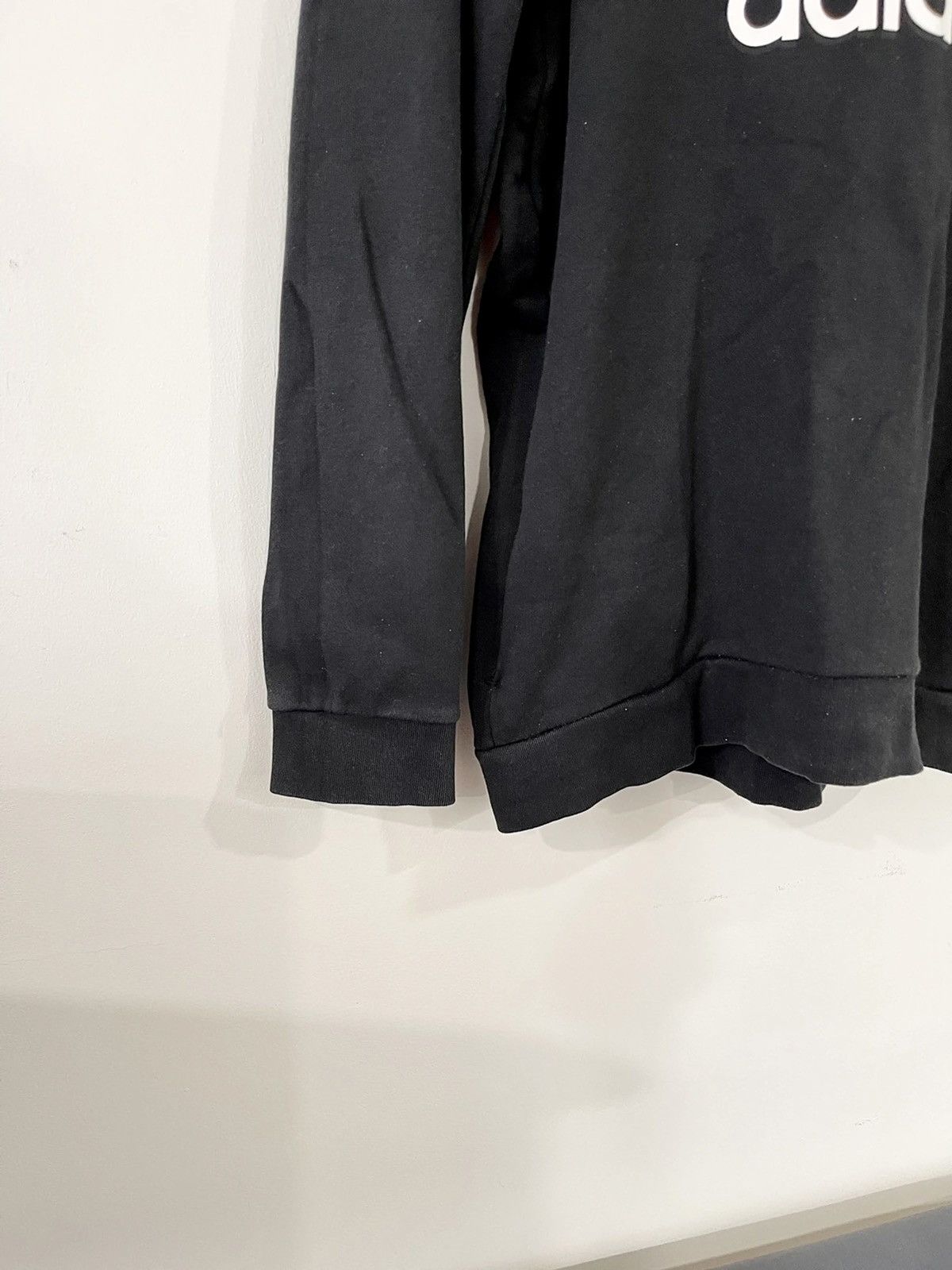 Adidas × Vintage VINTAGE ADIDAS TREFOIL HOODIE BIG LOGO FRONT ALL BLACKS Size US L / EU 52-54 / 3 - 5 Thumbnail