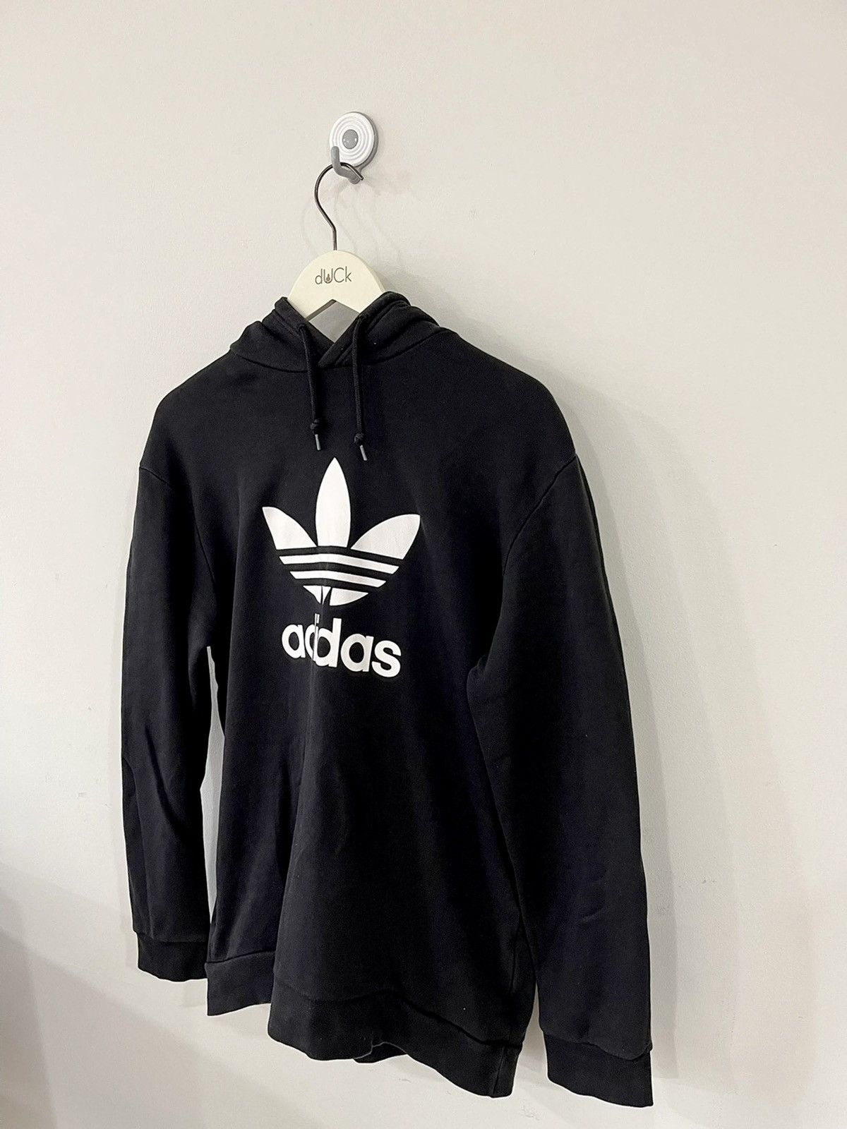 Adidas × Vintage VINTAGE ADIDAS TREFOIL HOODIE BIG LOGO FRONT ALL BLACKS Size US L / EU 52-54 / 3 - 3 Thumbnail