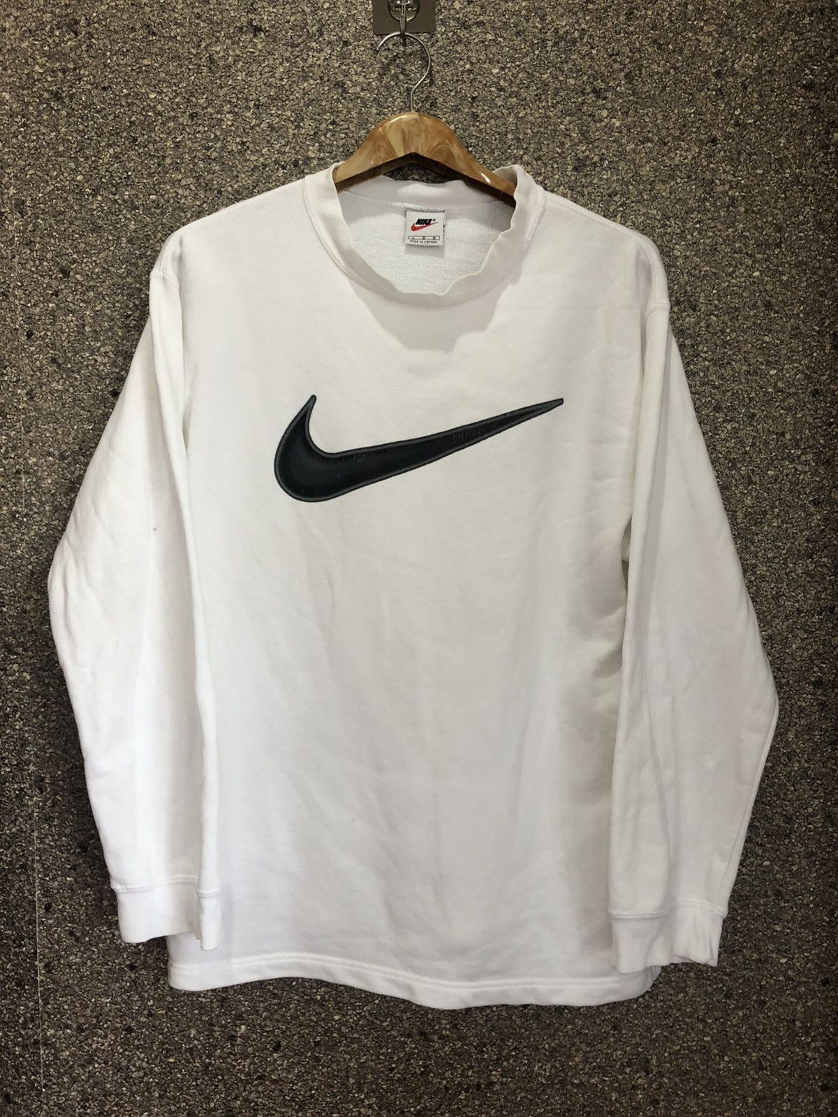 Nike × Vintage Vintage 90s Nike Sweater swoosh big logo Size US L / EU 52-54 / 3 - 1 Thumbnail