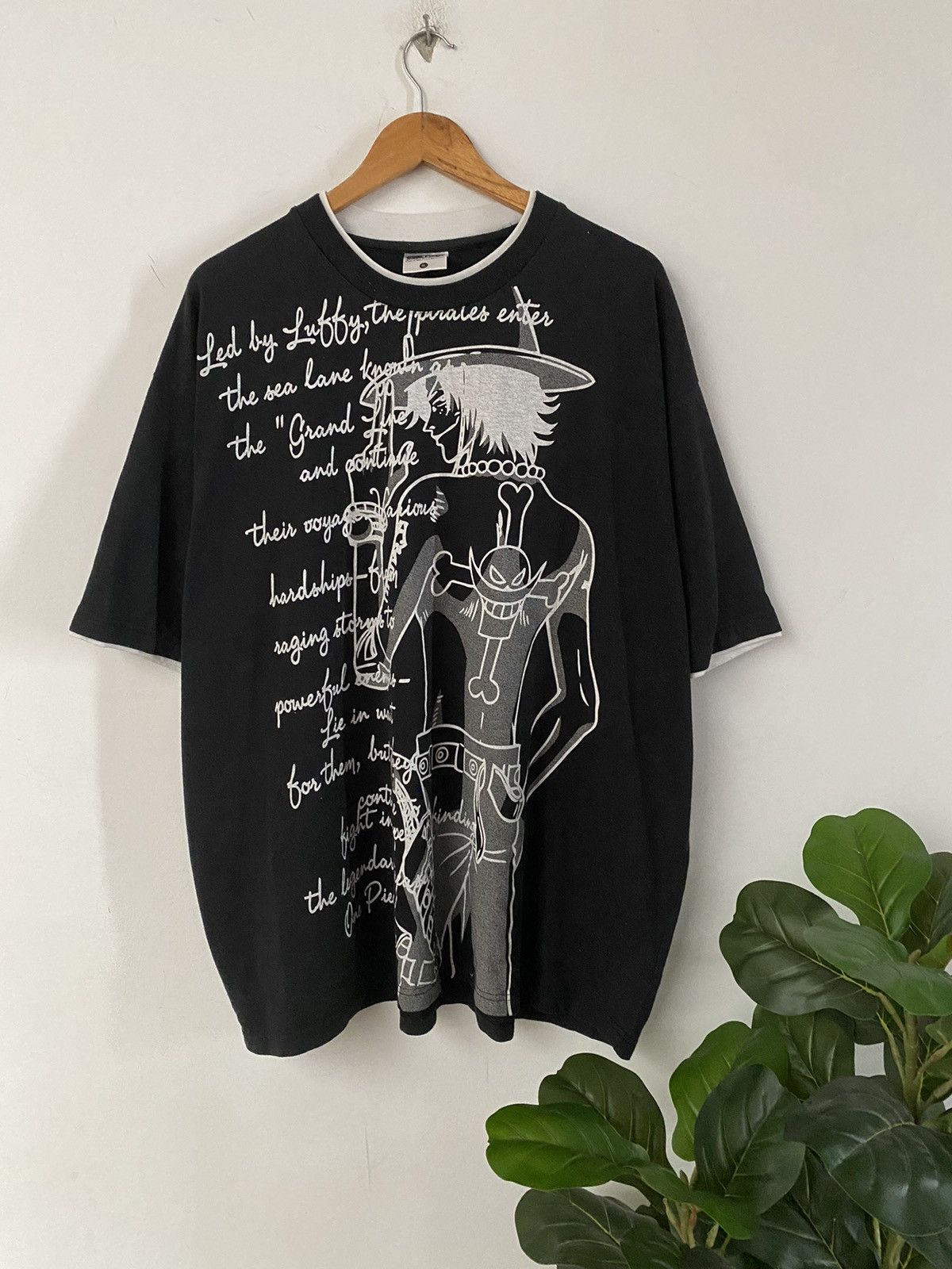 image of One Piece X Asge Big Saiz Over Print Shirt Design in Black, Men's (Size XL)