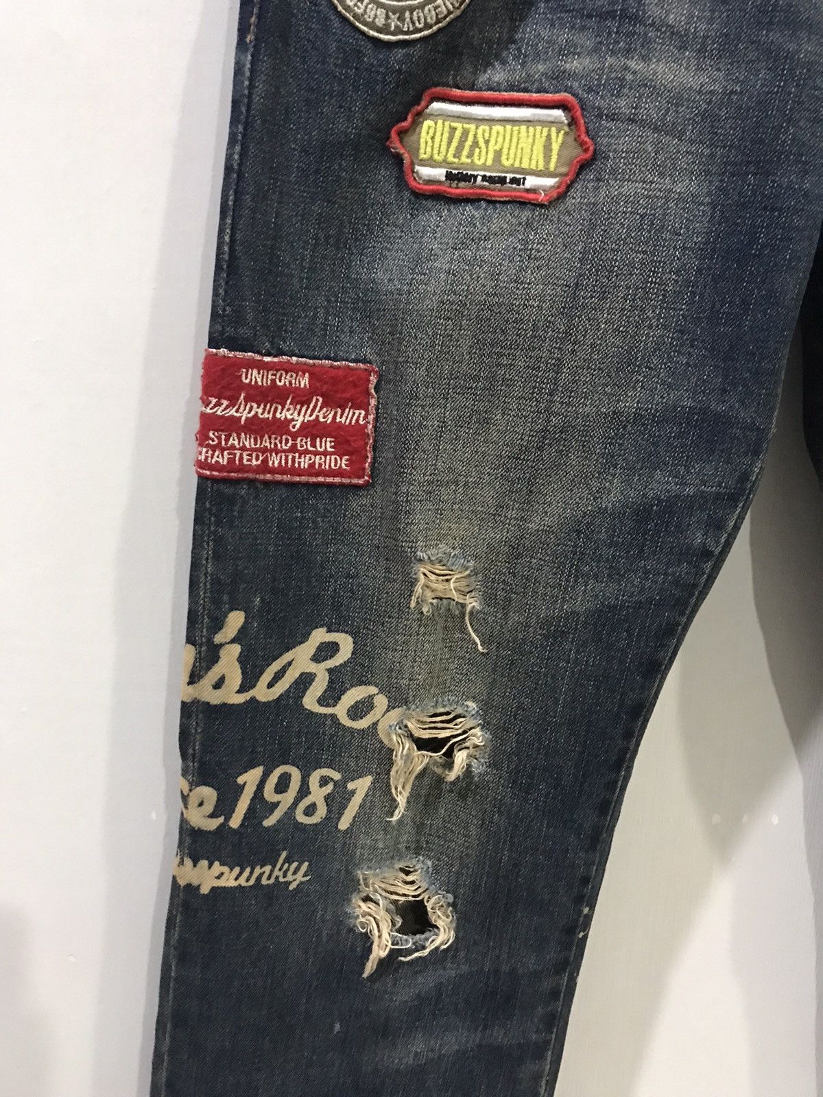 Japanese Brand STATEMENT.P🔥BUZZSPUNKY Tokyo Distressed PUNK Patches Denim Size US 29 - 7 Thumbnail