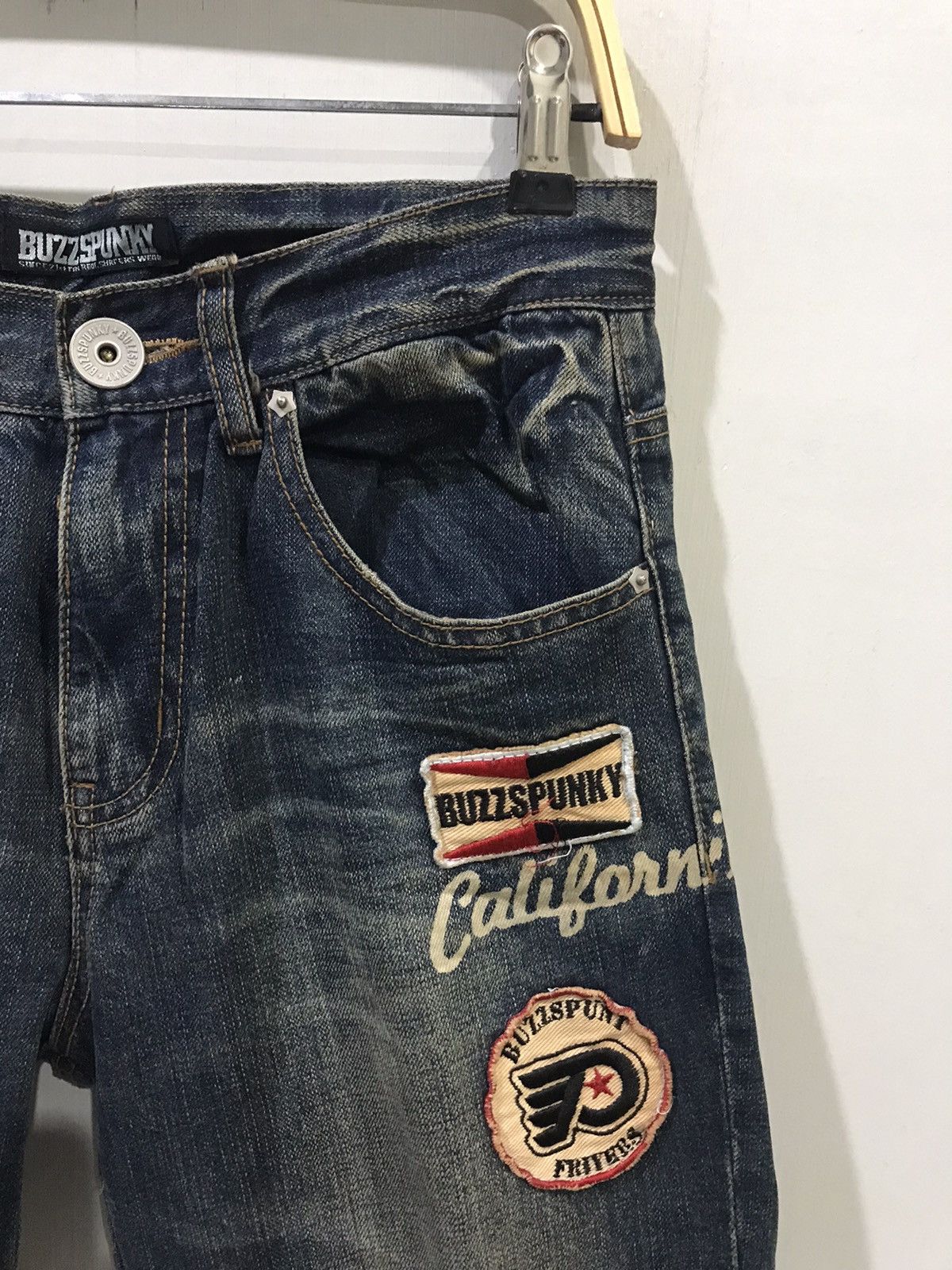 Japanese Brand STATEMENT.P🔥BUZZSPUNKY Tokyo Distressed PUNK Patches Denim Size US 29 - 4 Thumbnail