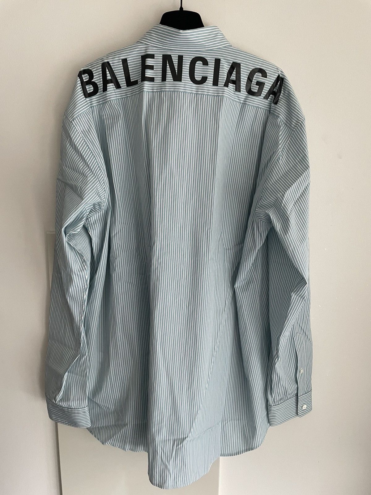 image of Runway Limited Edition Balenciaga Logo Shirt in Blue, Men's (Size 2XL)