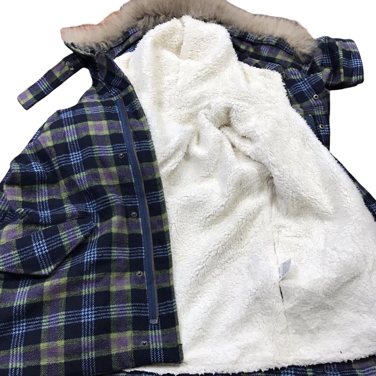 Japanese Brand Heart Market Plaid Checkered Sherpa Hoodie Jacket Size US M / EU 48-50 / 2 - 6 Thumbnail