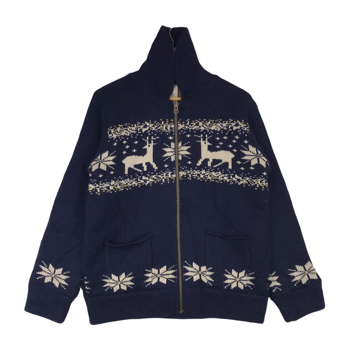 Japanese Brand Felissimo Habitat Art Work Wool Zip Up Jacket Size US M / EU 48-50 / 2 - 1 Thumbnail