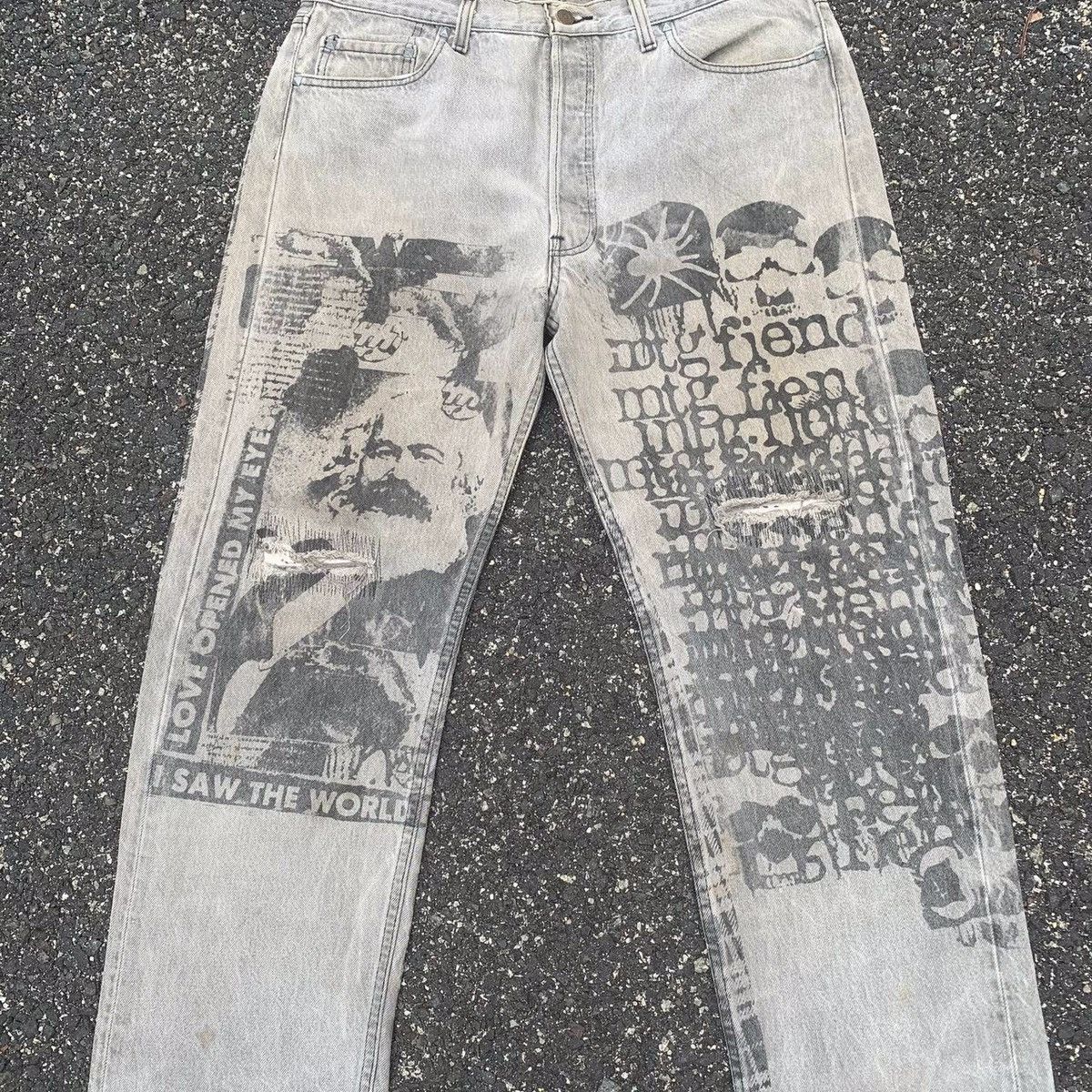 Levi's × Vintage 💥RARE! Levi’s x Montage Crowd Denim Faded Pants Art Size US 35 - 5 Thumbnail