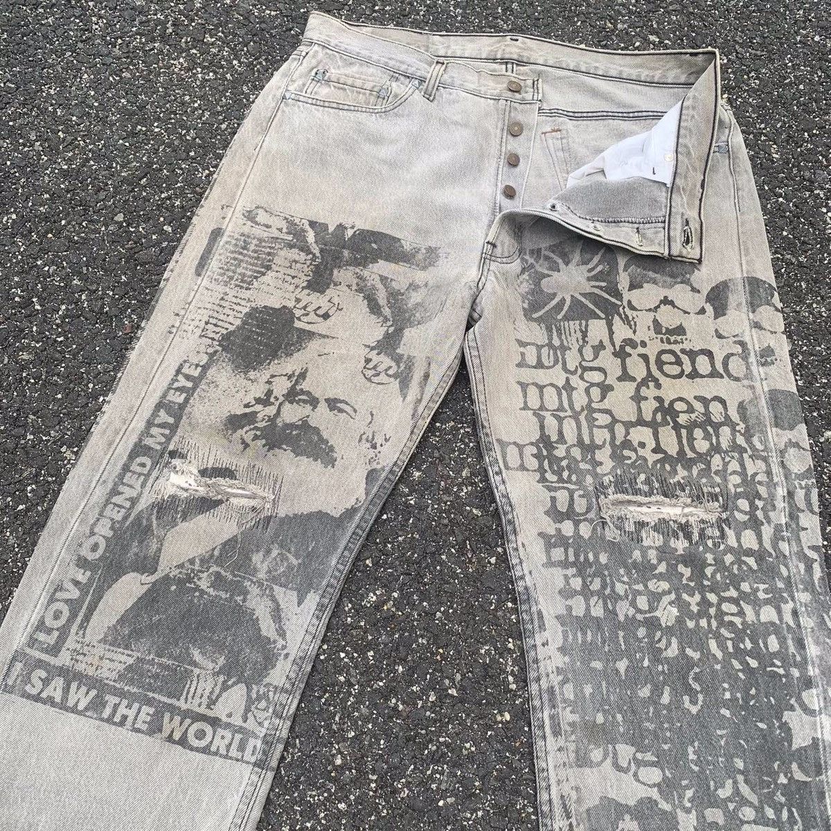 Levi's × Vintage 💥RARE! Levi’s x Montage Crowd Denim Faded Pants Art Size US 35 - 8 Thumbnail
